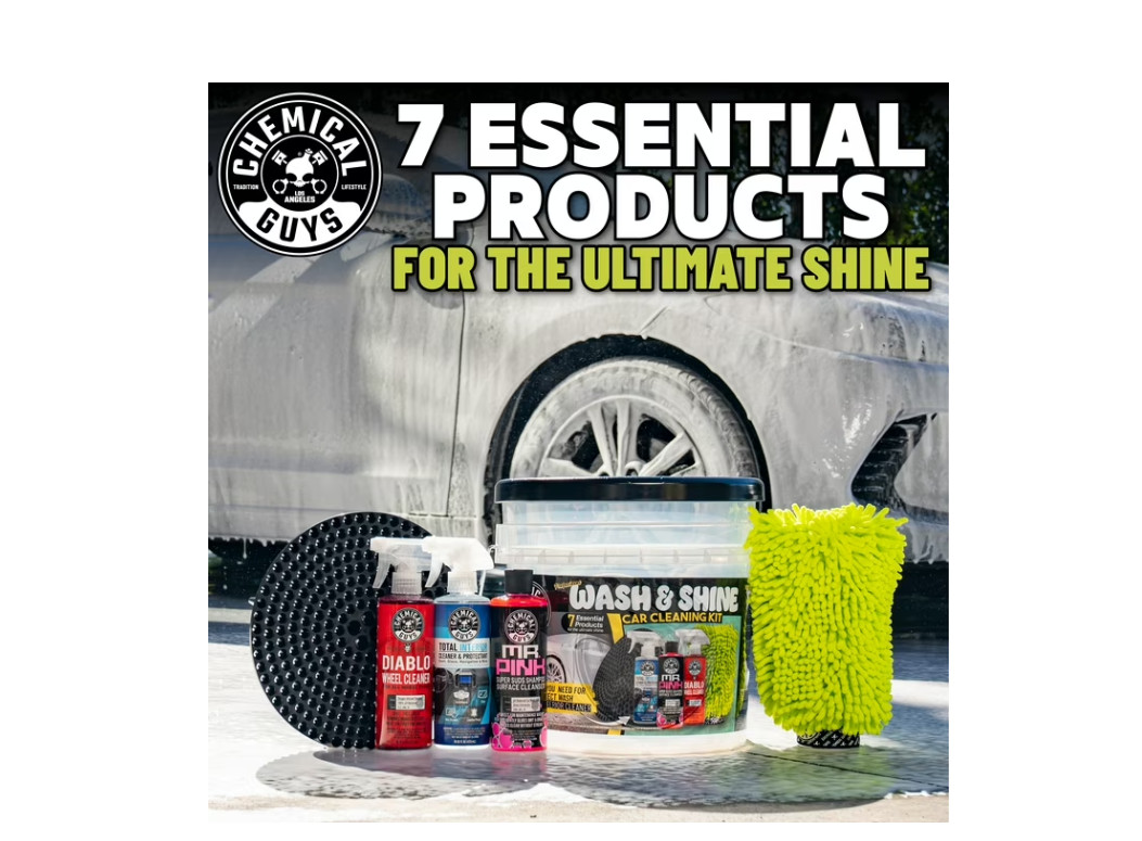 Chemical Guys Professional Wash & Shine Car Cleaning Kit (7 Essential Products)
