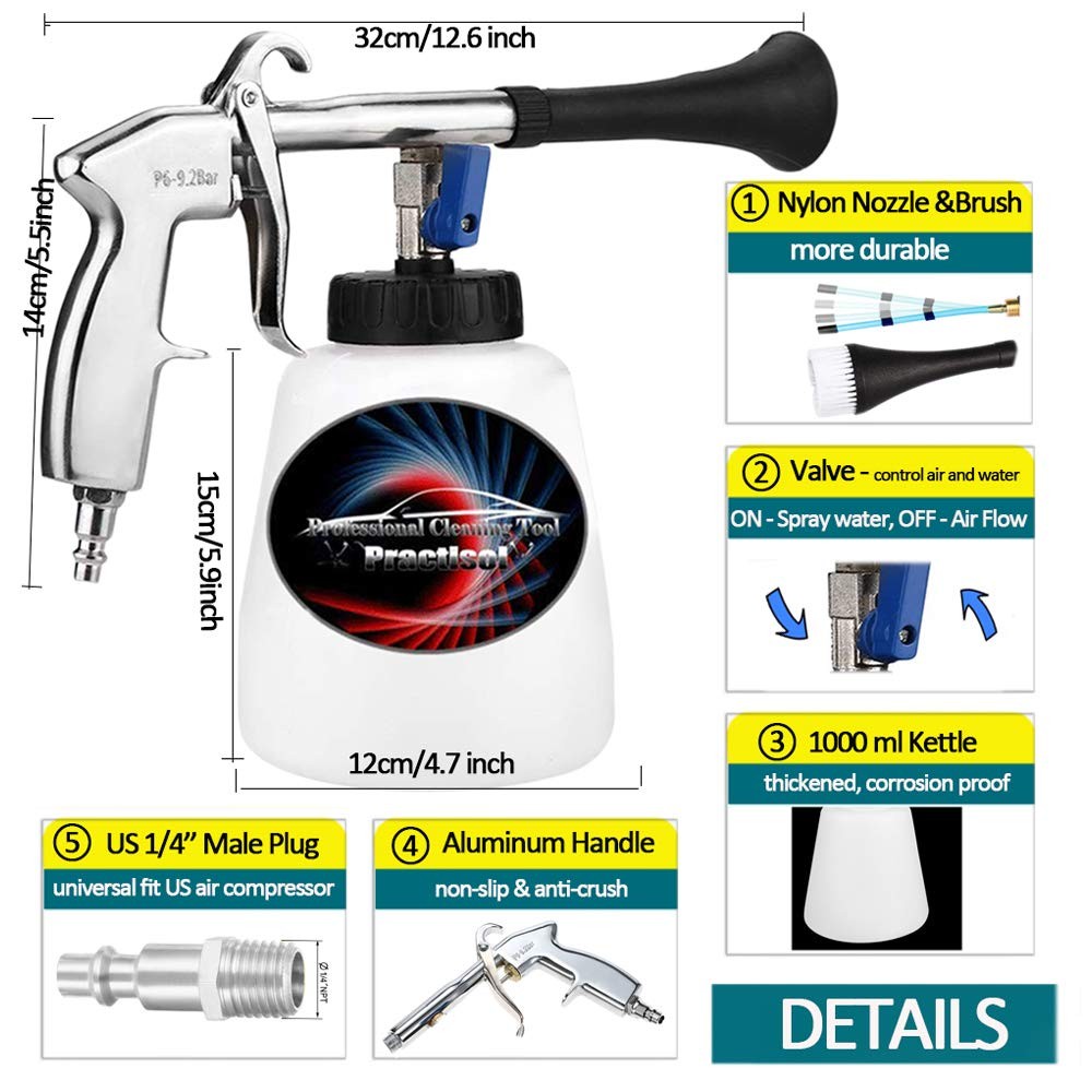 Car Cleaning Gun High Pressure Car Interior Cleaning Tool Auto Detailing Kit Sup