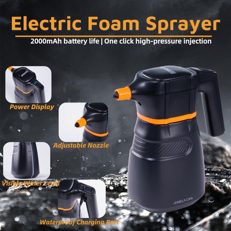 Electric Foam Sprayer 2L Electric Water Can Bottle Car Detailing Home Cleaning