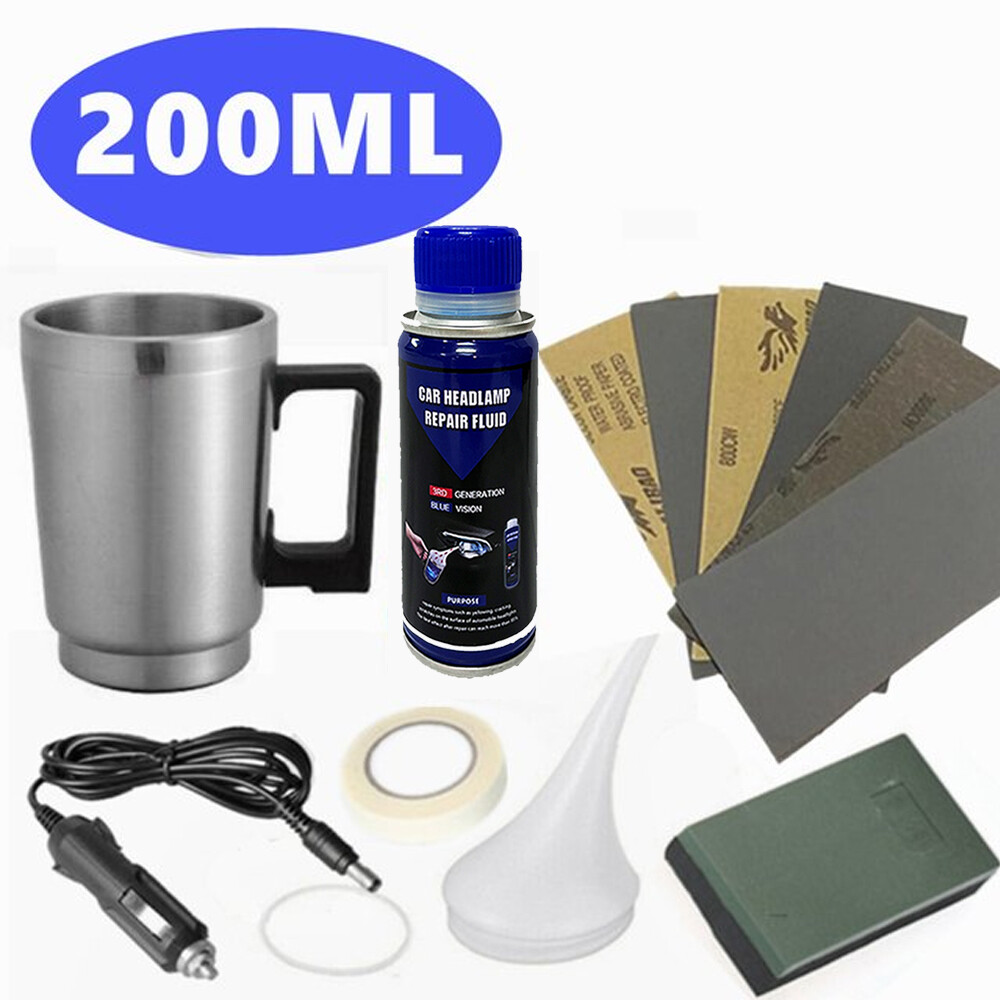 Headlight Restoration Kit Headlamp Polymer Repair Kit+Lens Atomizing Cup Polish