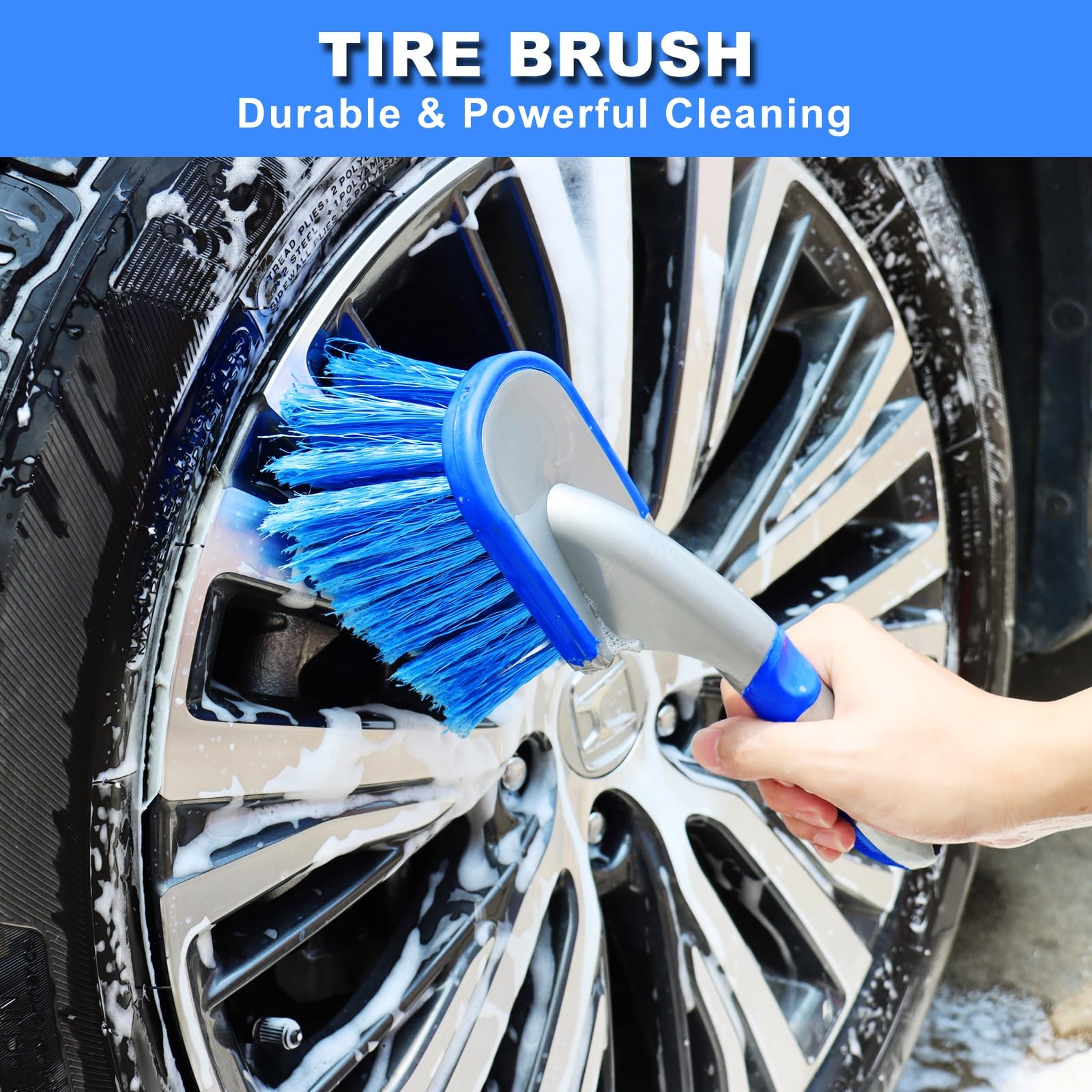 NIKCOSMK 62” Car Wash Brush with Long Handle, Kit 8Pcs, Blue