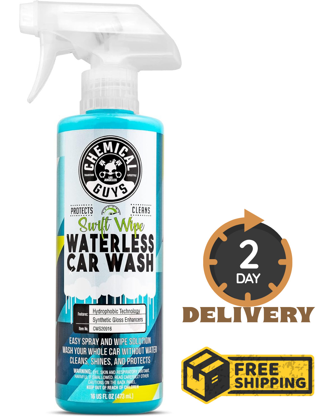 Chemical Guys Swift Wipe Waterless Car Wash Spray – No Rinse, Scratch Free Shine