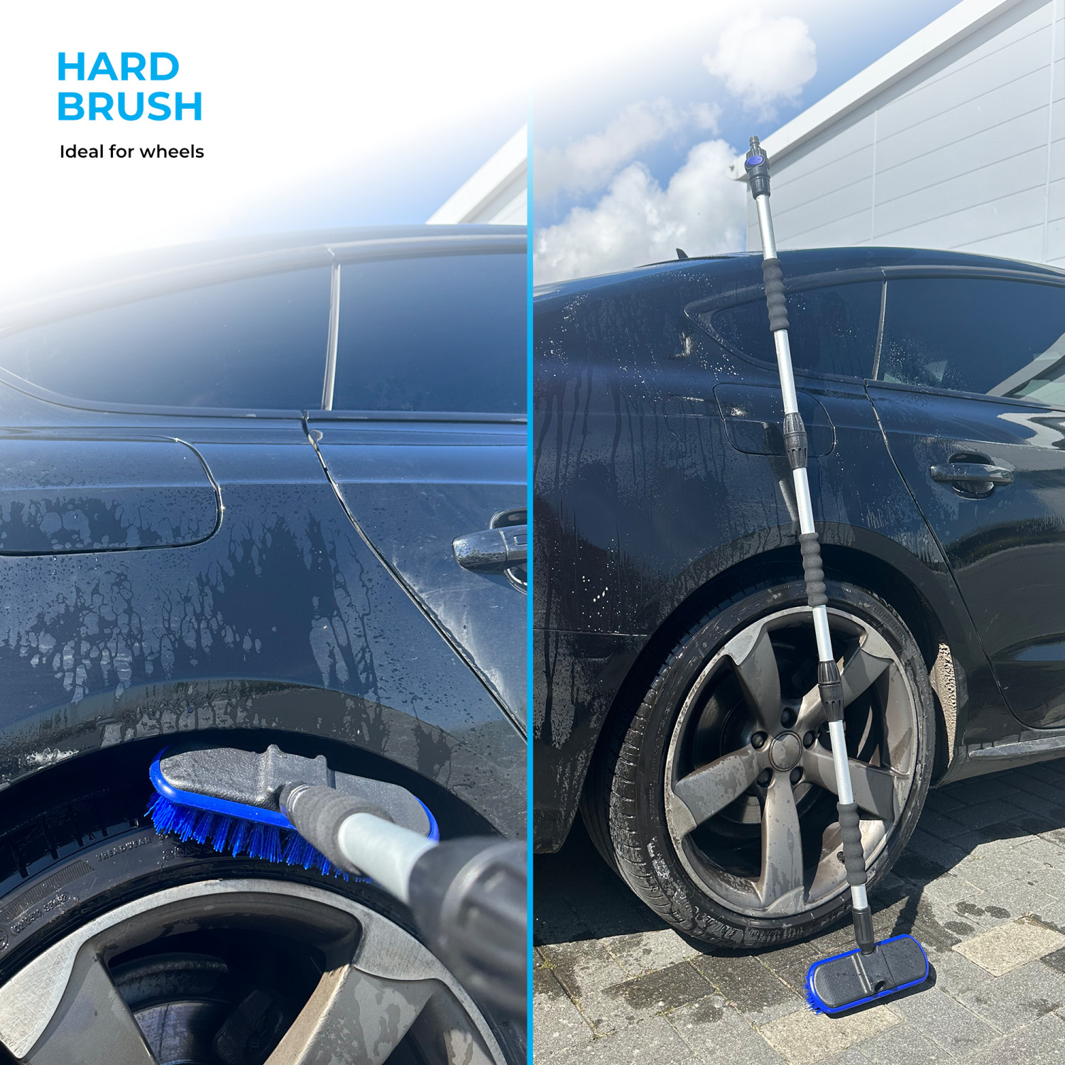 Window Cleaning Washbrush Set Telescopic 3in1 Adjustable Caravans Garden Cars