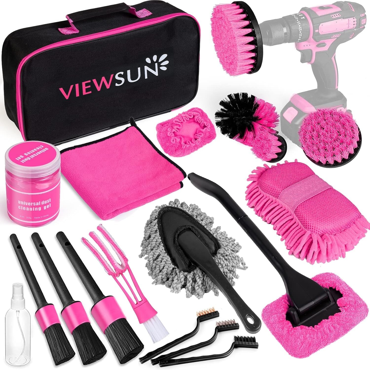 20PCS Car Detailing Kit with Drill Brush, Cleaning Gel, and Tools