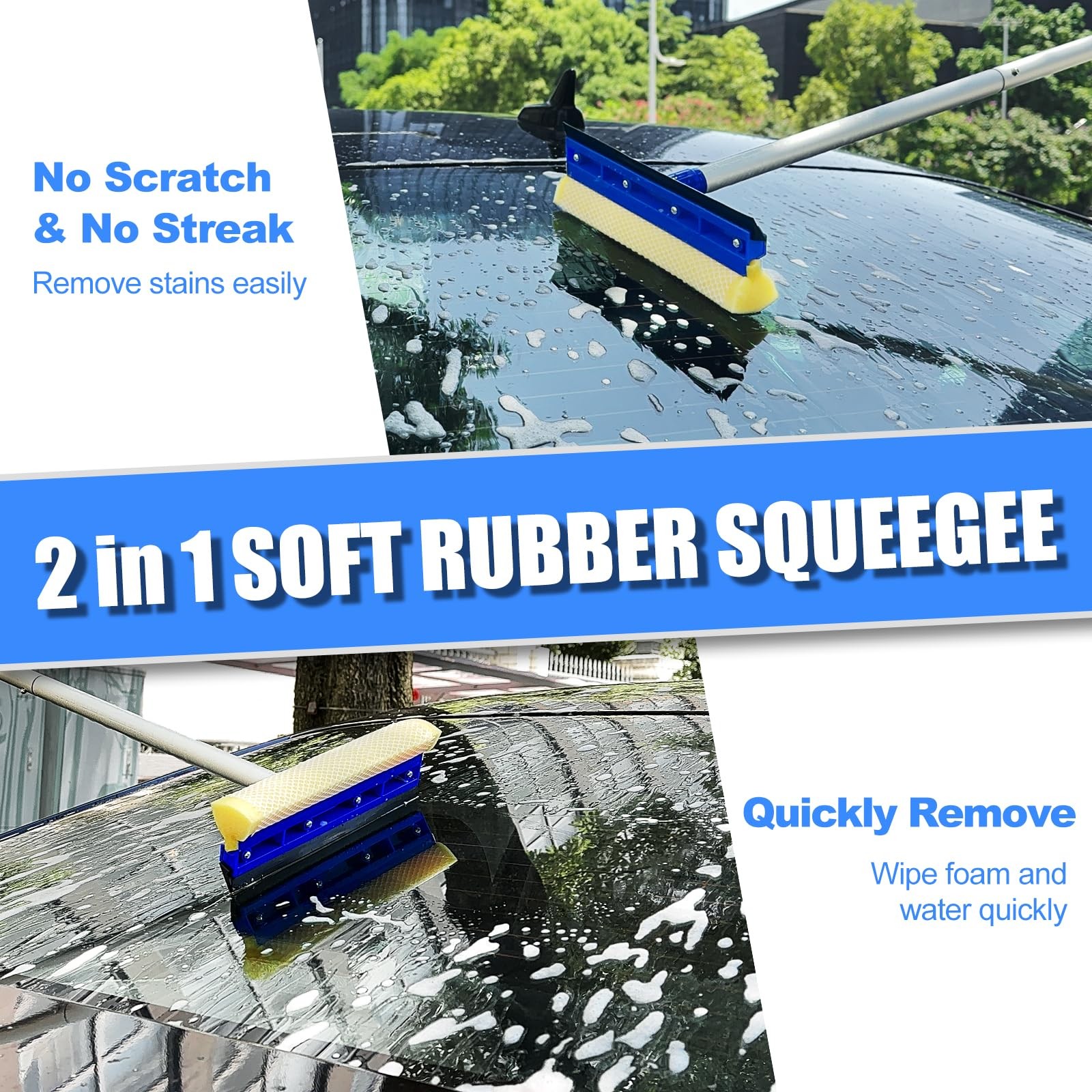 NIKCOSMK 62” Car Wash Brush with Long Handle, Kit 8Pcs, Blue