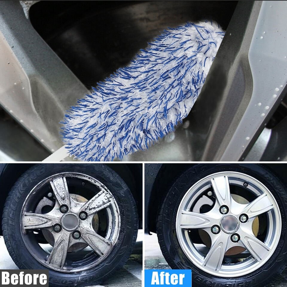 1/2x Car Alloy Wheel Cleaning Brush Tool Tire Washing Clean Soft Bristle Cleaner