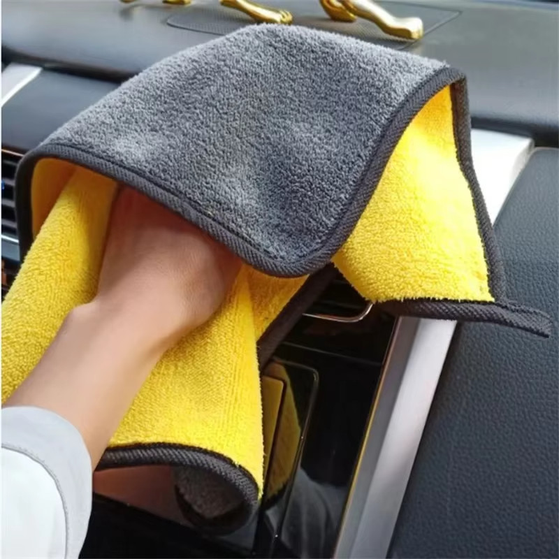 Microfiber Dual Sided Car Drying Towel Auto Detailing Cleaning Cloth Reusable