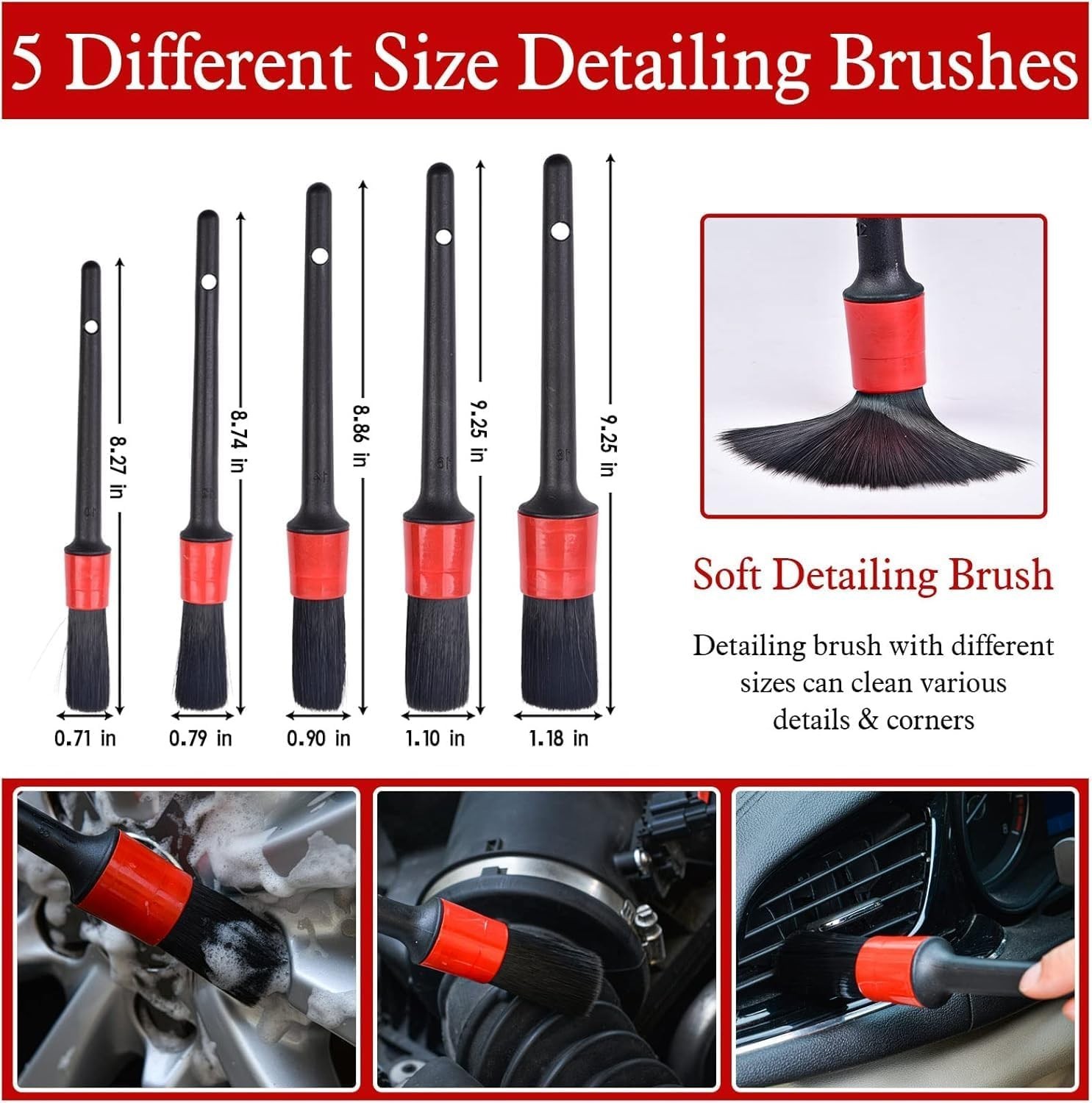 Auto Detailing Essentials: 11 Pcs Soft Brush Set for Leather and Glass Cleaning