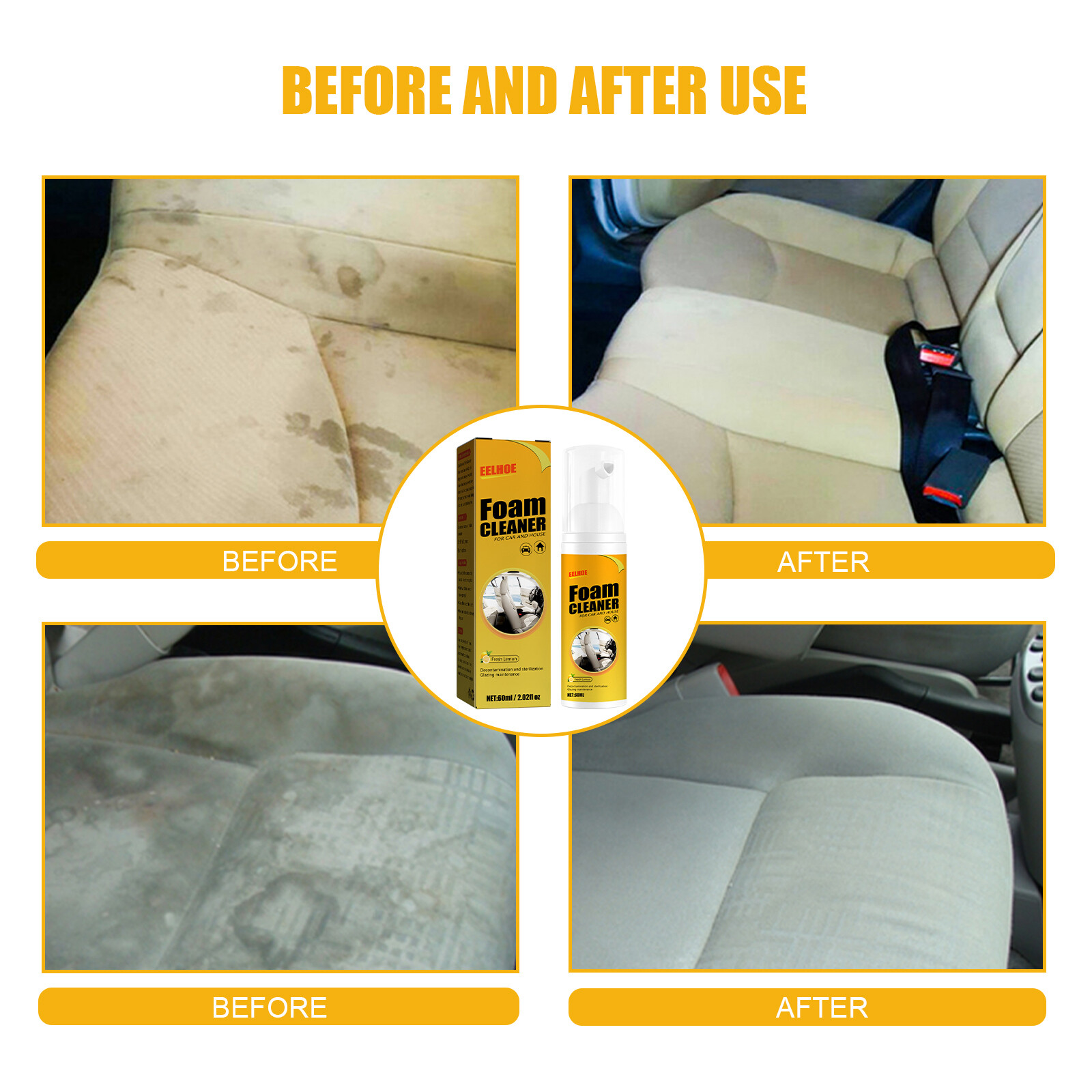 Auto Foam Cleaner For Interior Surfaces Removes Stains Decontamination Cleaner