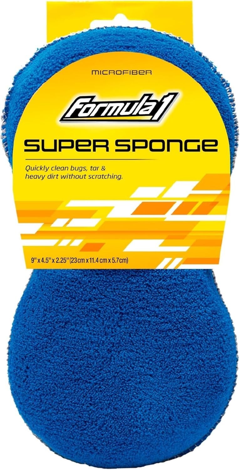 Two-Sided Microfiber Car Wash Sponge with Mesh Scrubber for Intensive Cleanin…
