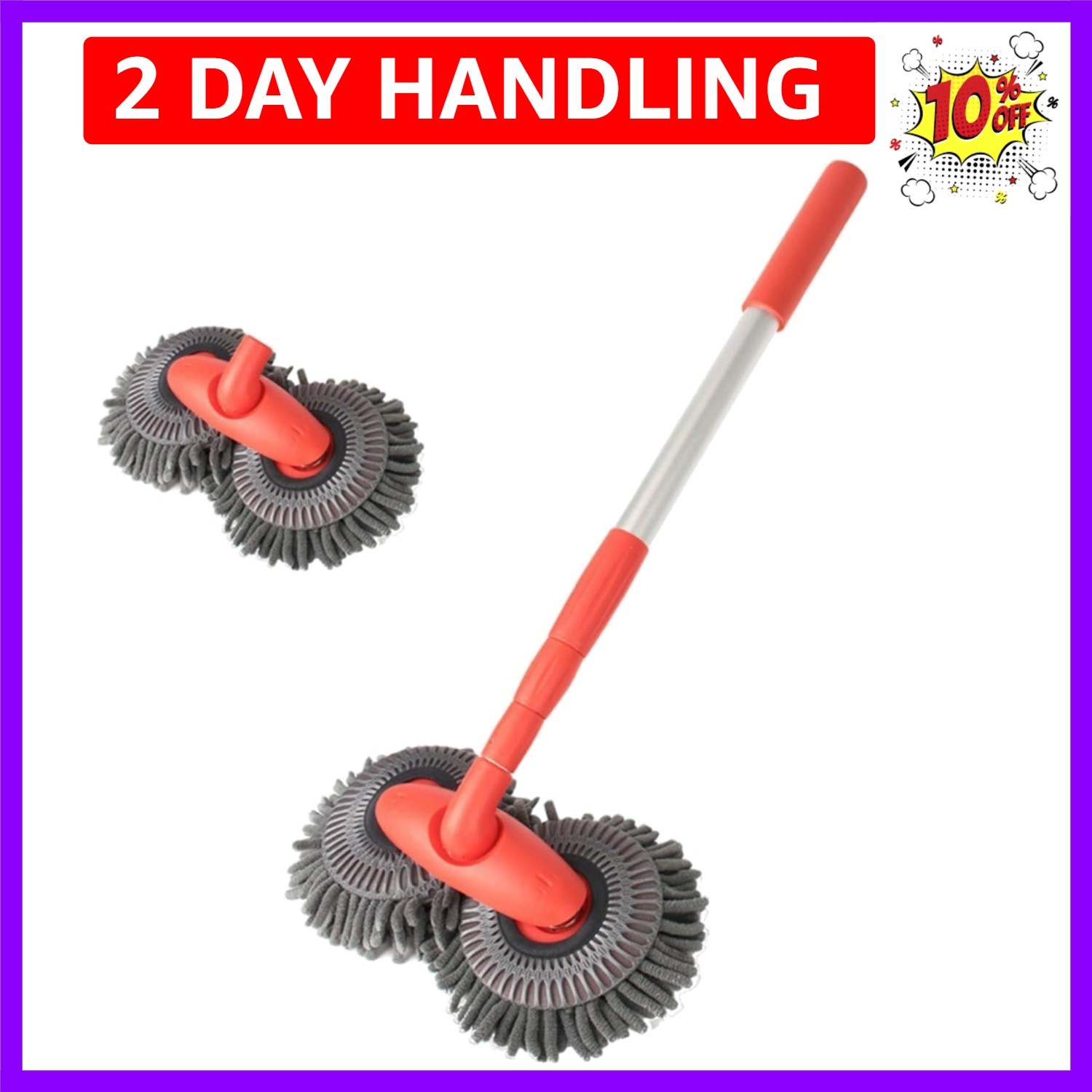 Retractable Double Head Car Wash Brush 360° Rotating Long Handle Car Cleaning…