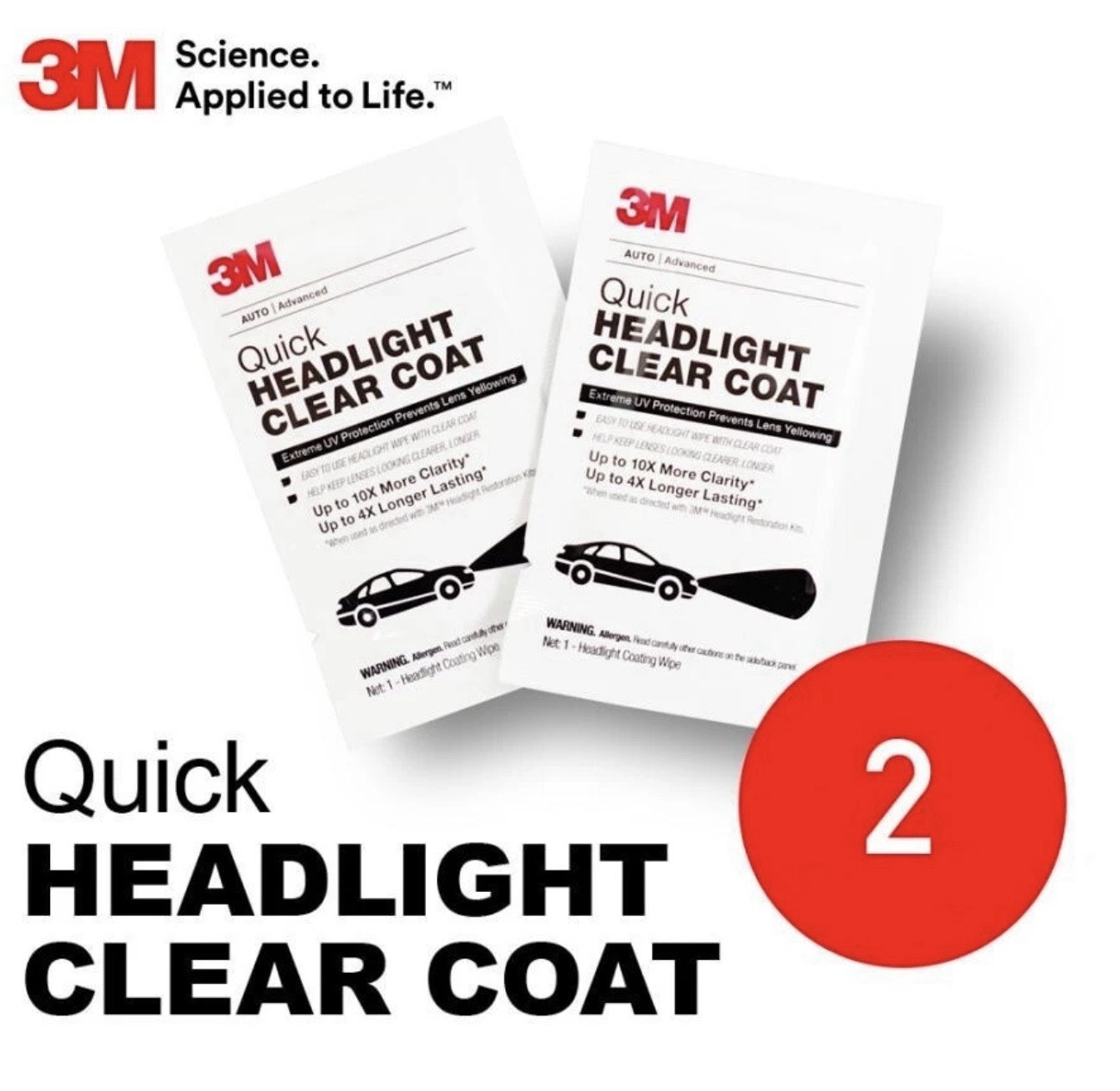 3M Quick Headlight Clear Coat UV Protection Wipes New Lot Of 2 Free Shipping