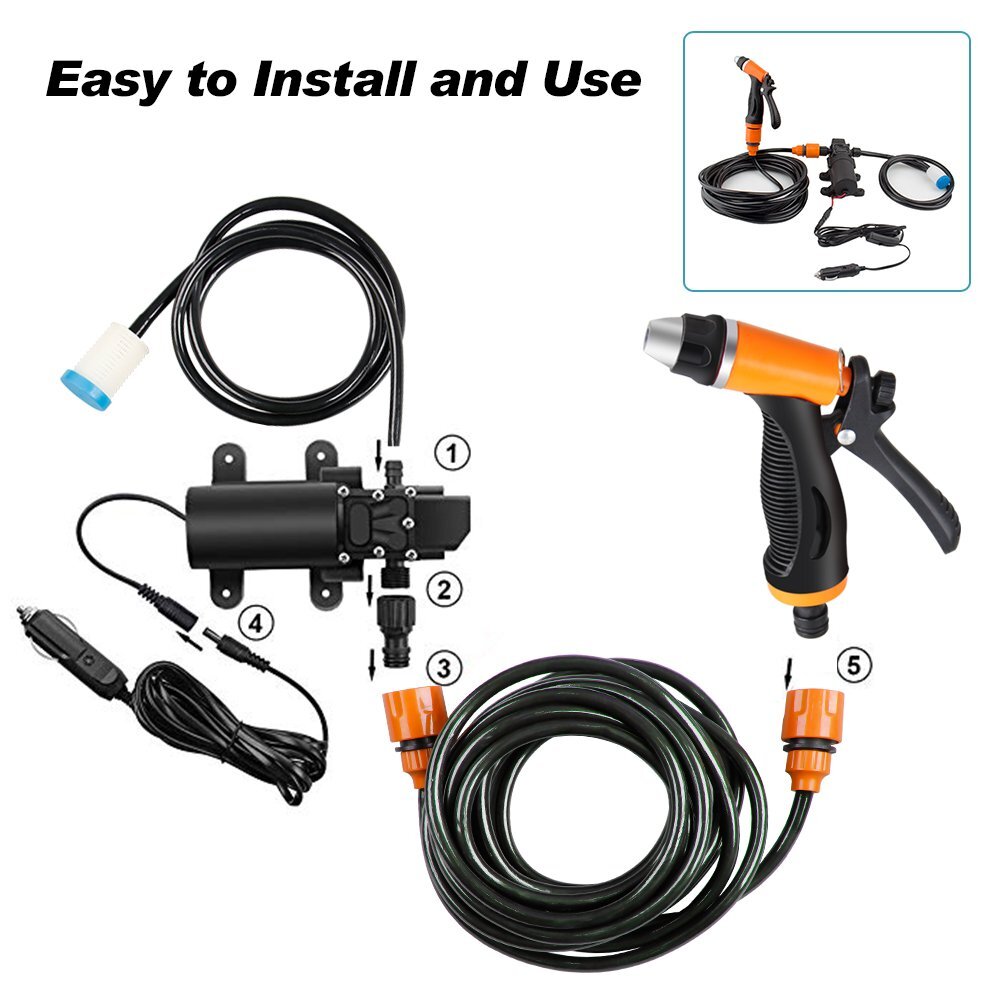 12V High Pressure Self-Priming Electric Car Portable Wash Washer Kit Water Pump