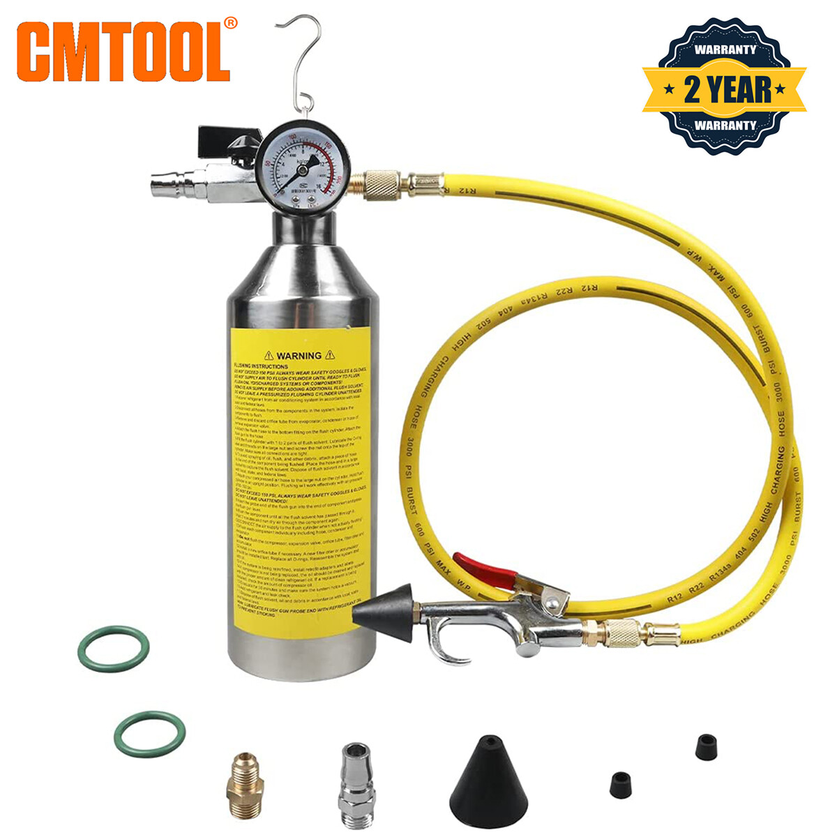 AC Flushing Kit Air Conditioner System Flush Canister withPressure Gauge Kit Set