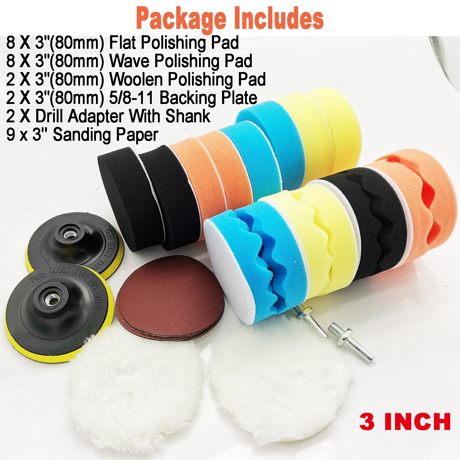 7/6/5/3INCH Car Buffing Pads Polishing for Drill Sponge Kit Waxing Foam Polisher