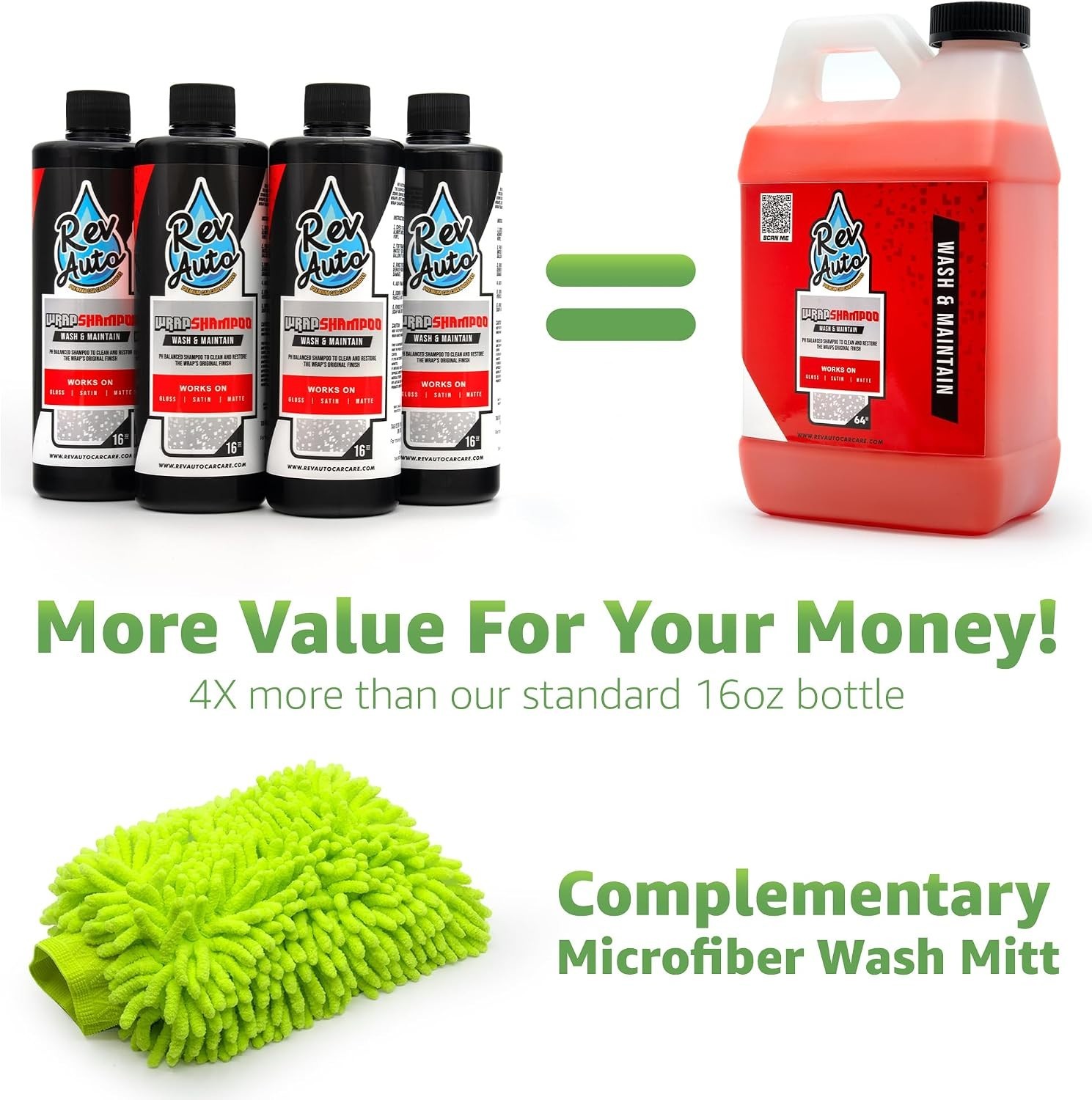Vinyl Wrap Car Wash Soap Kit – 64oz Eco-Friendly Cleaner with Microfiber Mitt