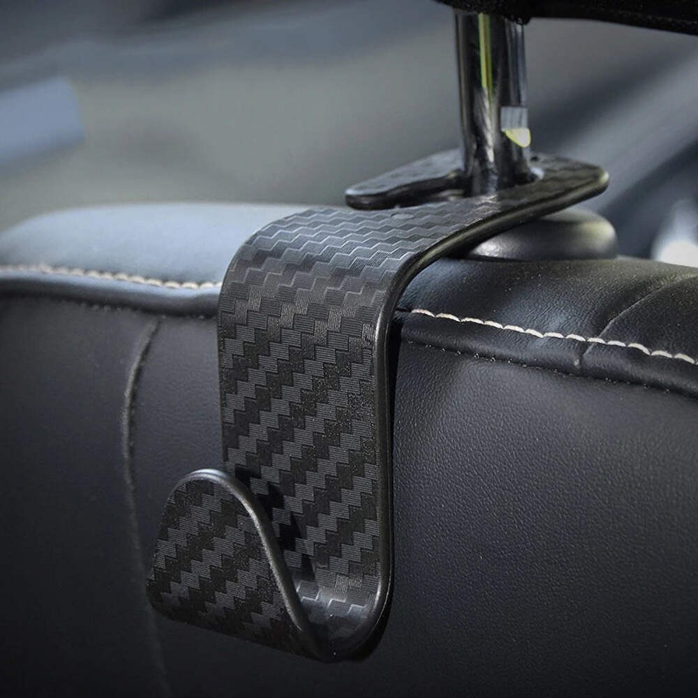 4Pcs Carbon Fibre Hook Car Seat Headrest Auto Back Organizer Hanger Interior