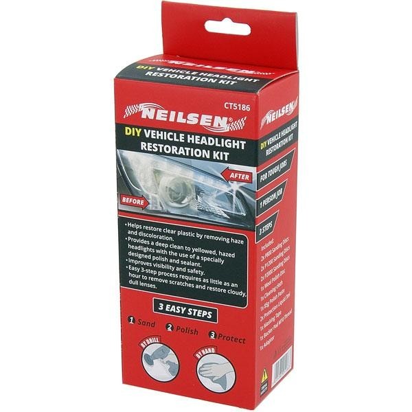 Neilsen Dull Headlight Restoration Car Headlamp Lens Restore Polish Cleaner Kit