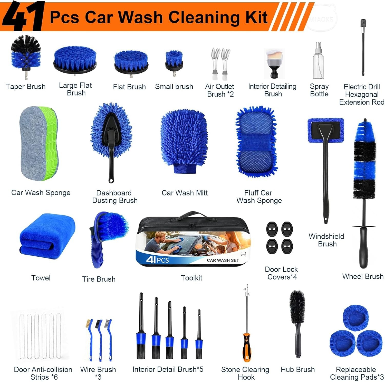 41Pcs Professional Car Detailing Kit, Car Wash Kit with Portable Handbag, Wet…