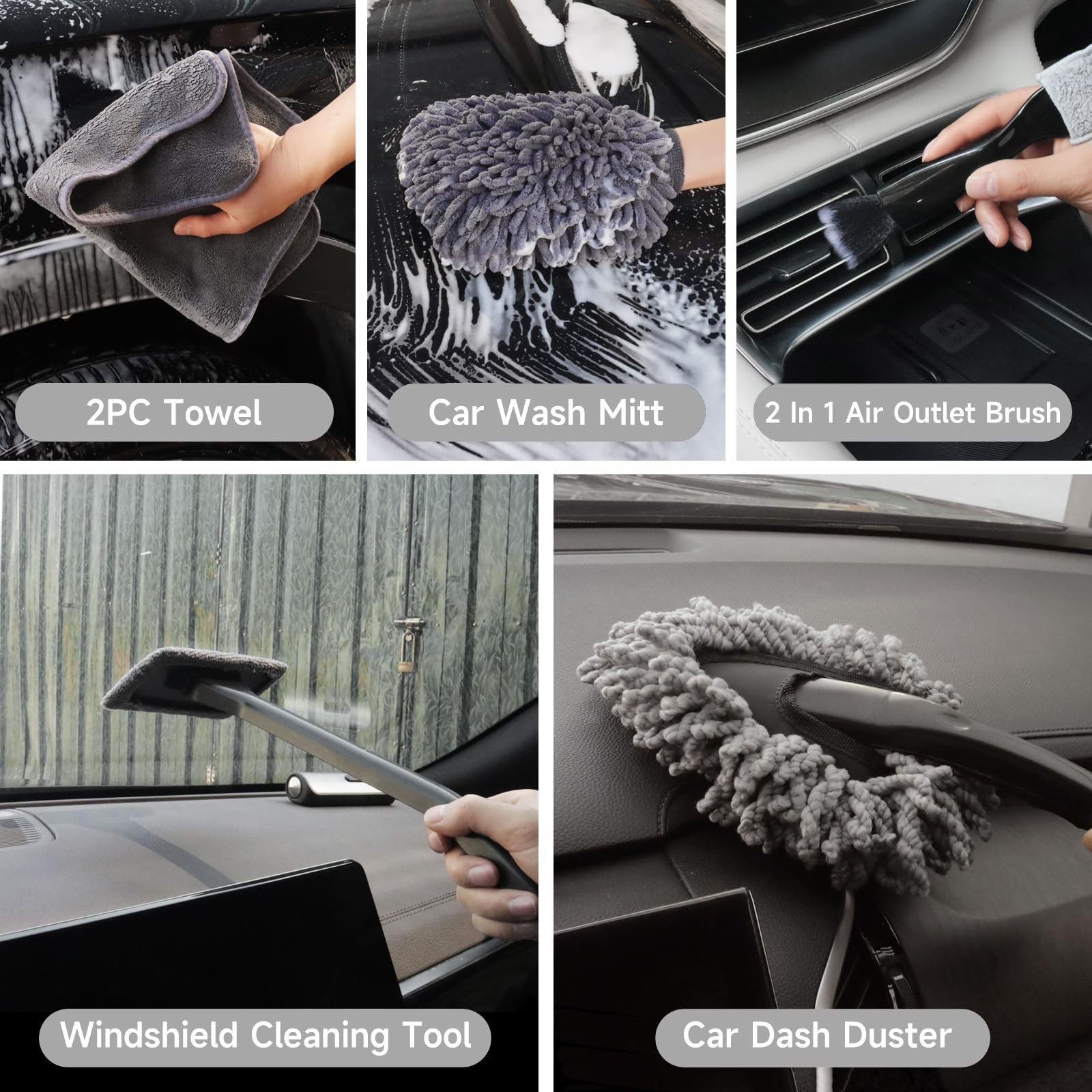Car Detailing Kit – Brush Set, Cleaning Tools for Interior & Exterior, Auto Wash