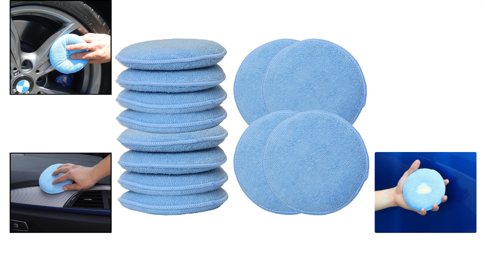 Car Wash Sponge Wax Microfiber Applicator Pads for Easy Cleaning and Polishing
