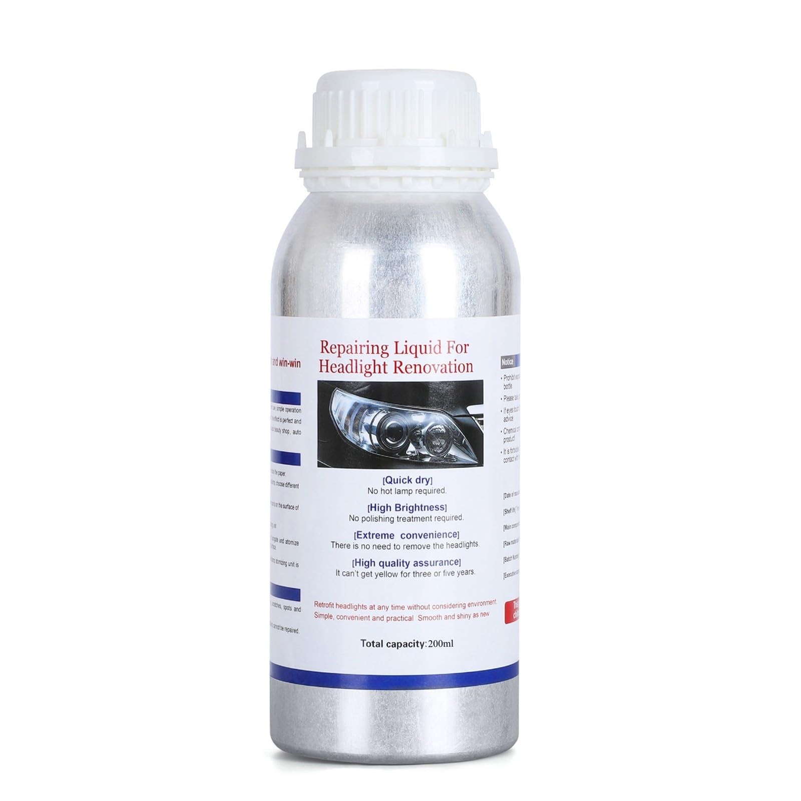 200ML Headlight Restoration Liquid,Automobile Lens Polish