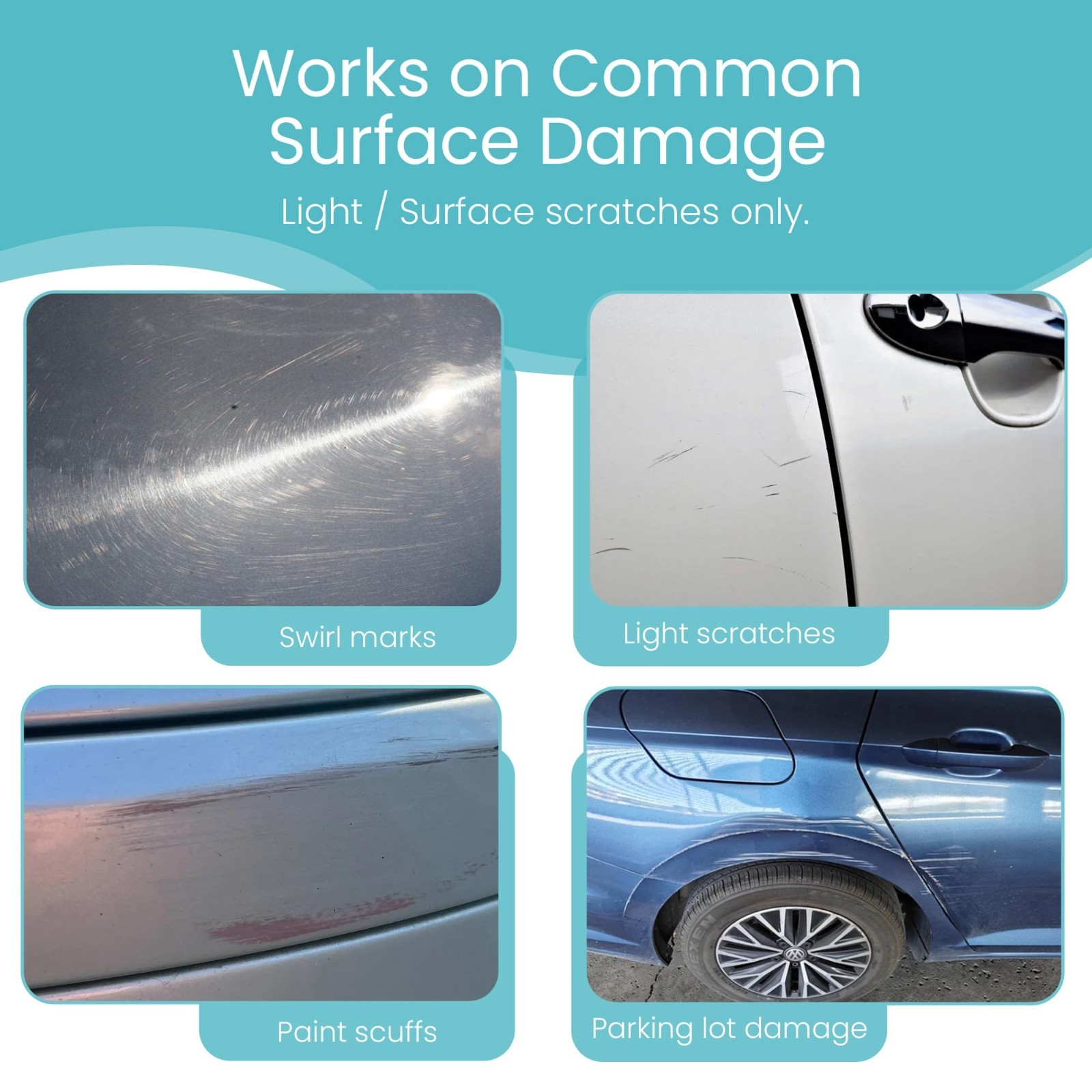 Car Scratch Remover Kit – Clear Coat Repair, Wax Removal, Buffing Pad & Polish C