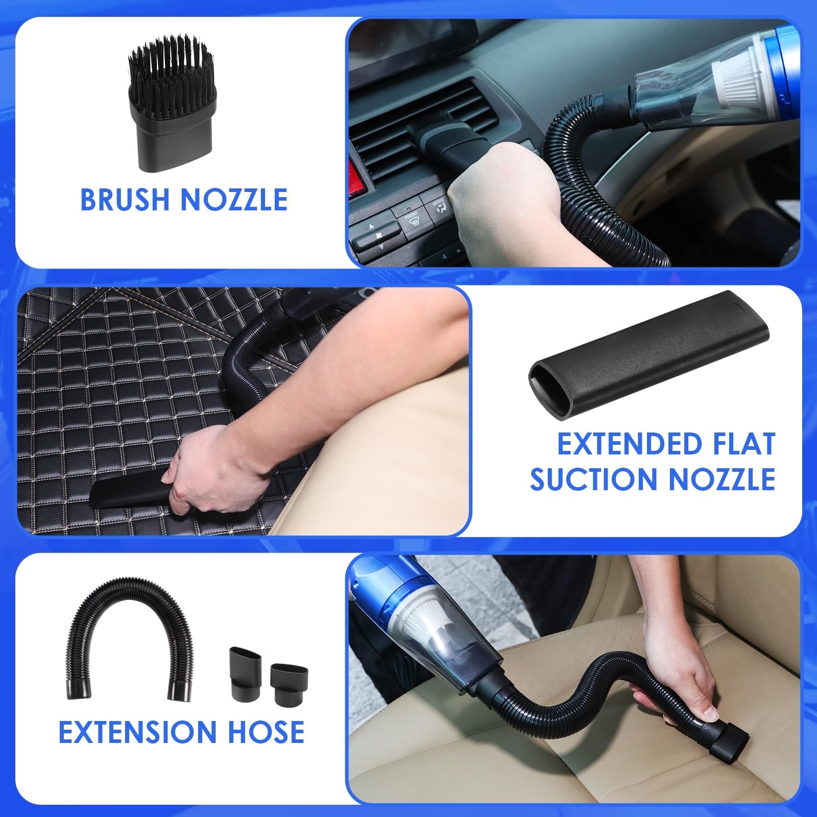 18PCS Car Cleaning Kit – Interior Detailing Set, Handheld Vacuum, Brushes & Gel