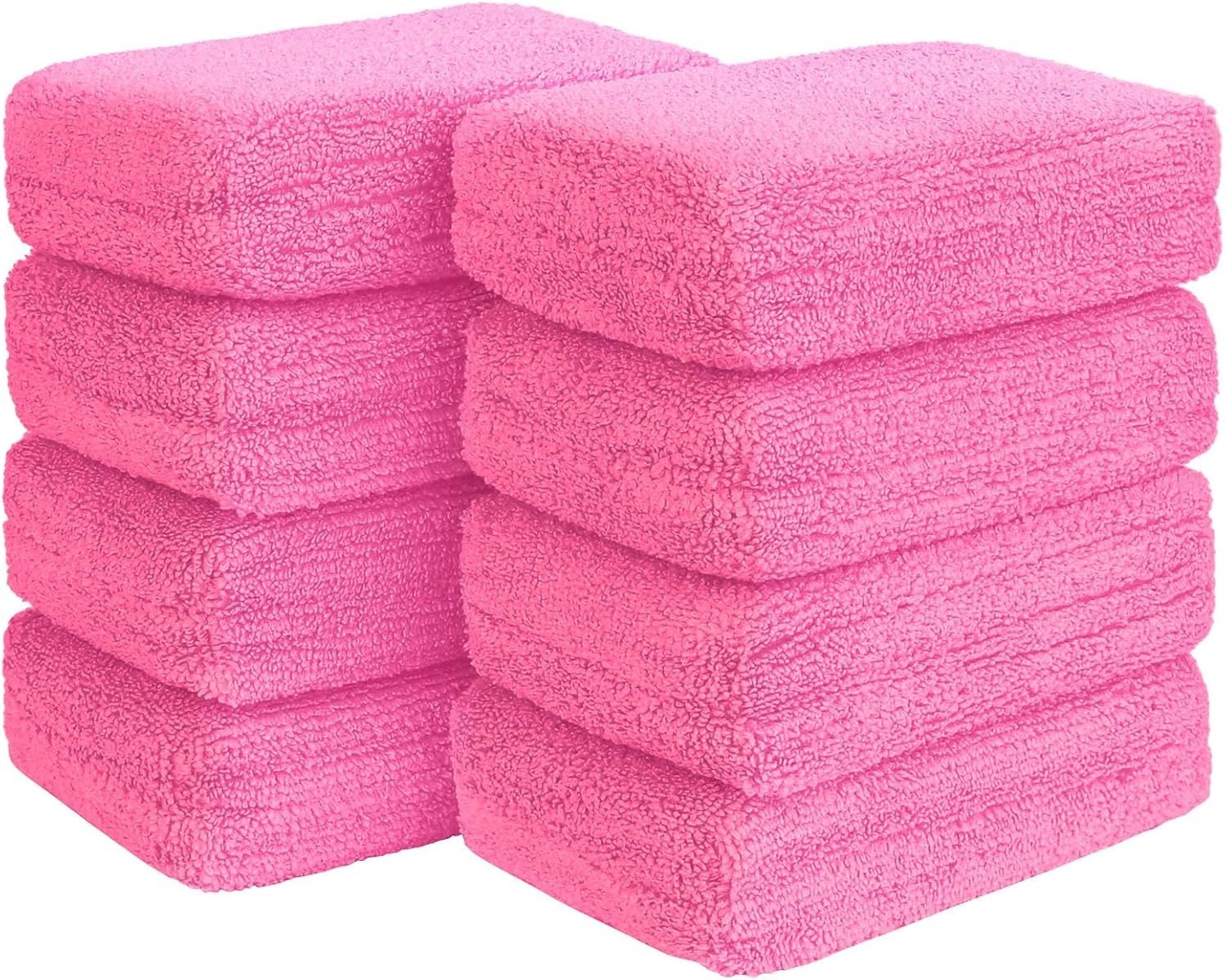 8 Pink Soft Microfiber Applicator Pads – Durable, Scratch-Free Car Detailing