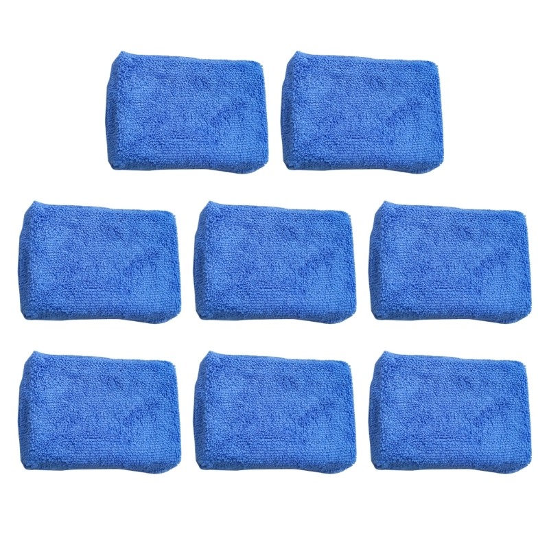 8pcs Car Wash Sponge and Cleaning Pads used for Effortless Wax Sealant Sealant