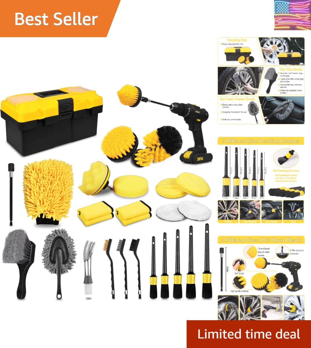 27Pcs Car Detailing Kit, Car Detailing Brush Set, Auto Detailing Drill Brush …