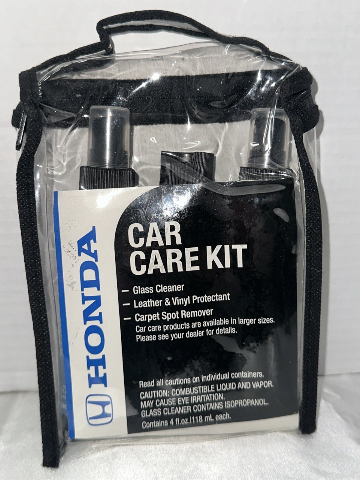 Genuine Honda Car Care Kit 08700-9211 Clear Storage Bag Glass Leather Carpet