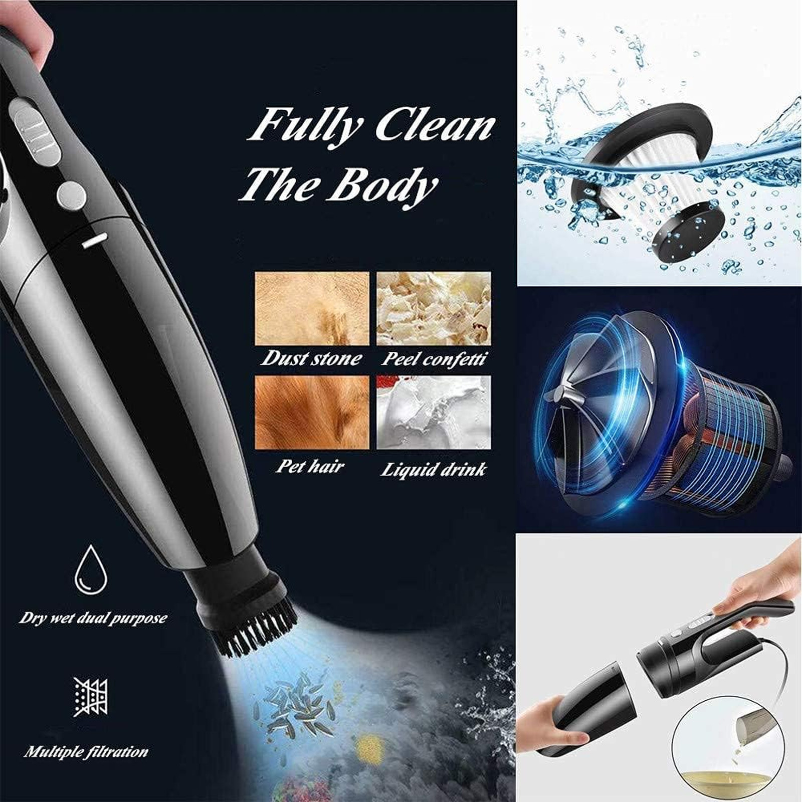 Car Wash Kit with High Power Handheld Vacuum and Detailing Tools, Microfiber