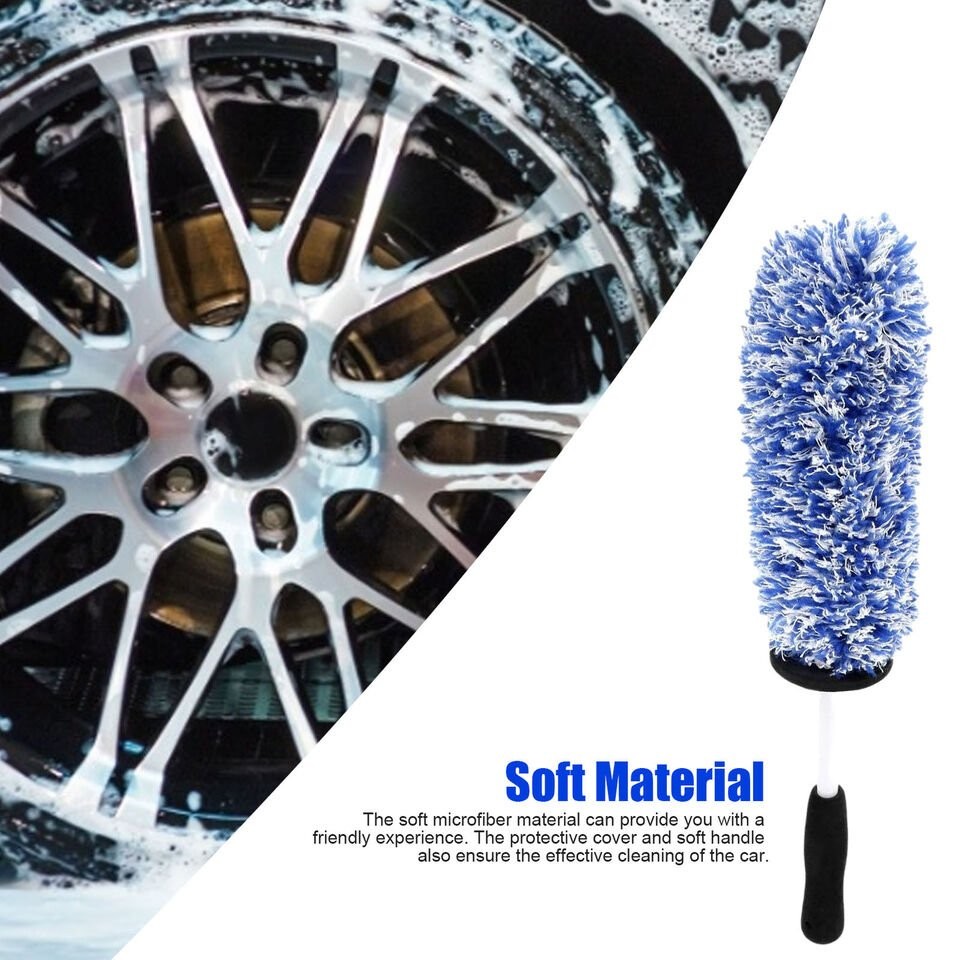 1/2x Car Alloy Wheel Cleaning Brush Tool Tire Washing Clean Soft Bristle Cleaner