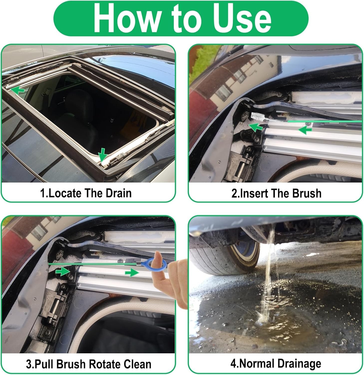 Auto Sunroof Drain Cleaning Tool 78In Flexible Tube Drain Brush Extra Long Pipe
