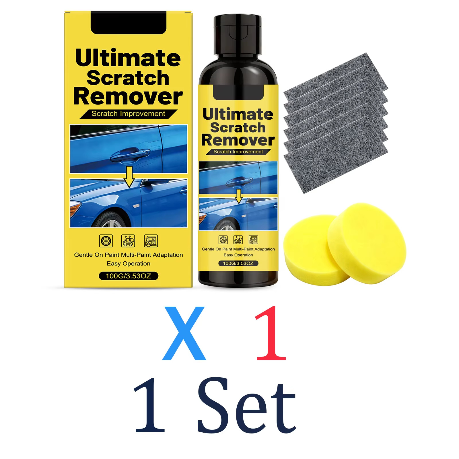 Car Scratch Repair Kit Paint Polish Remover with Sponge & Cloth Set