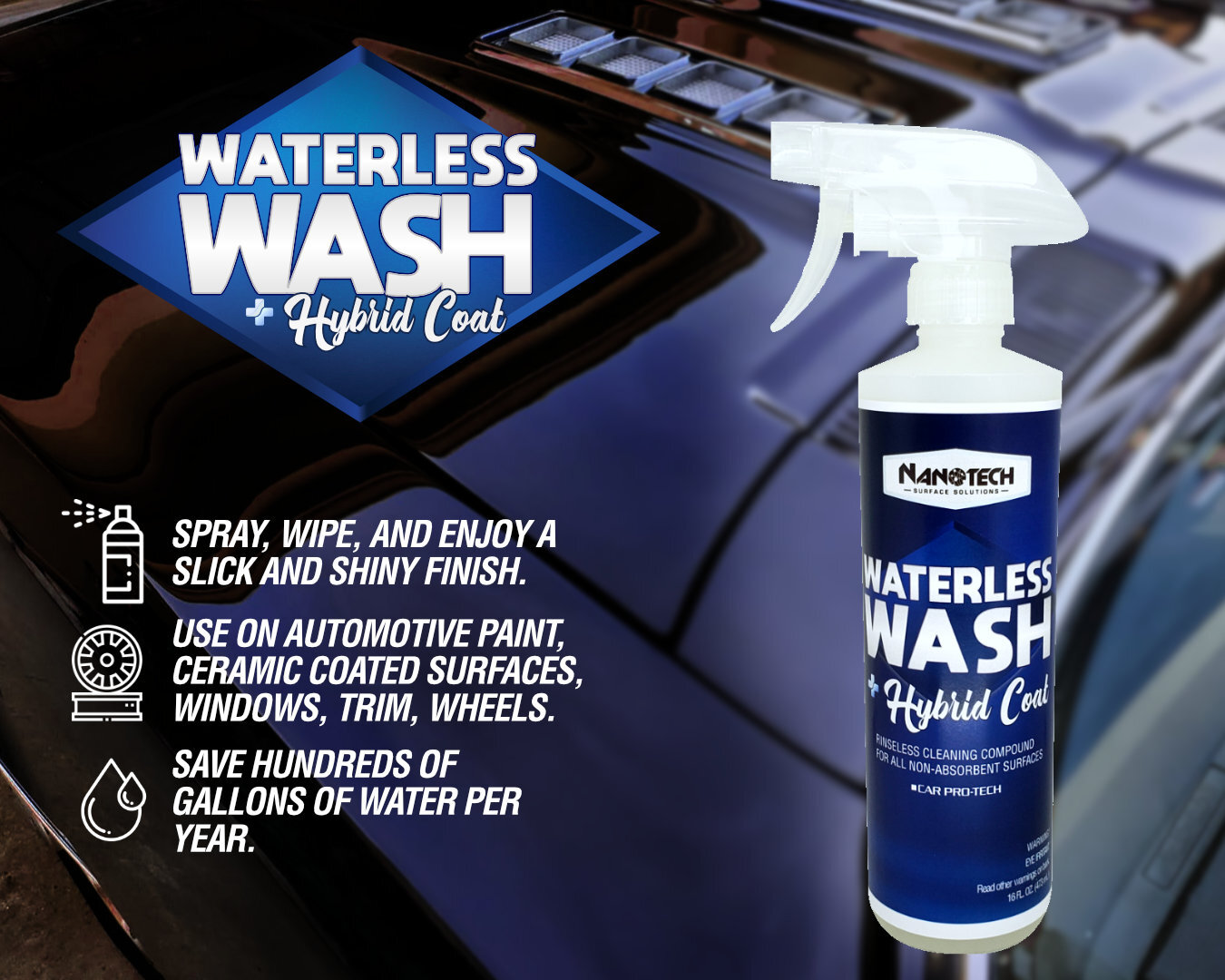 Nanotech SS Waterless Wash & Hybrid Coat: Rinse less Ceramic Cleaner & Protector