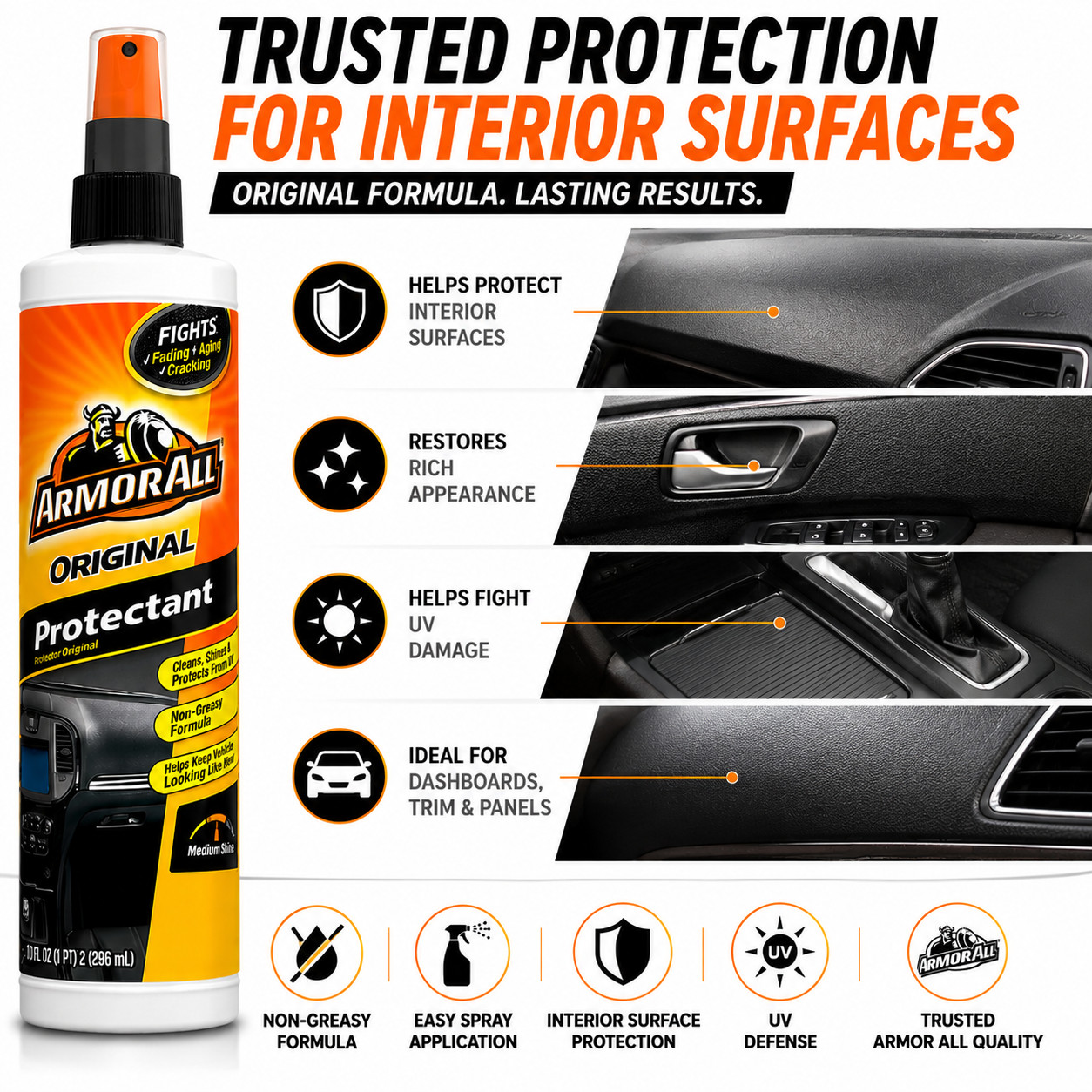 Armor All Dashboard & Trim Protectant 12 Pack Auto Detailing Spray 10 Oz