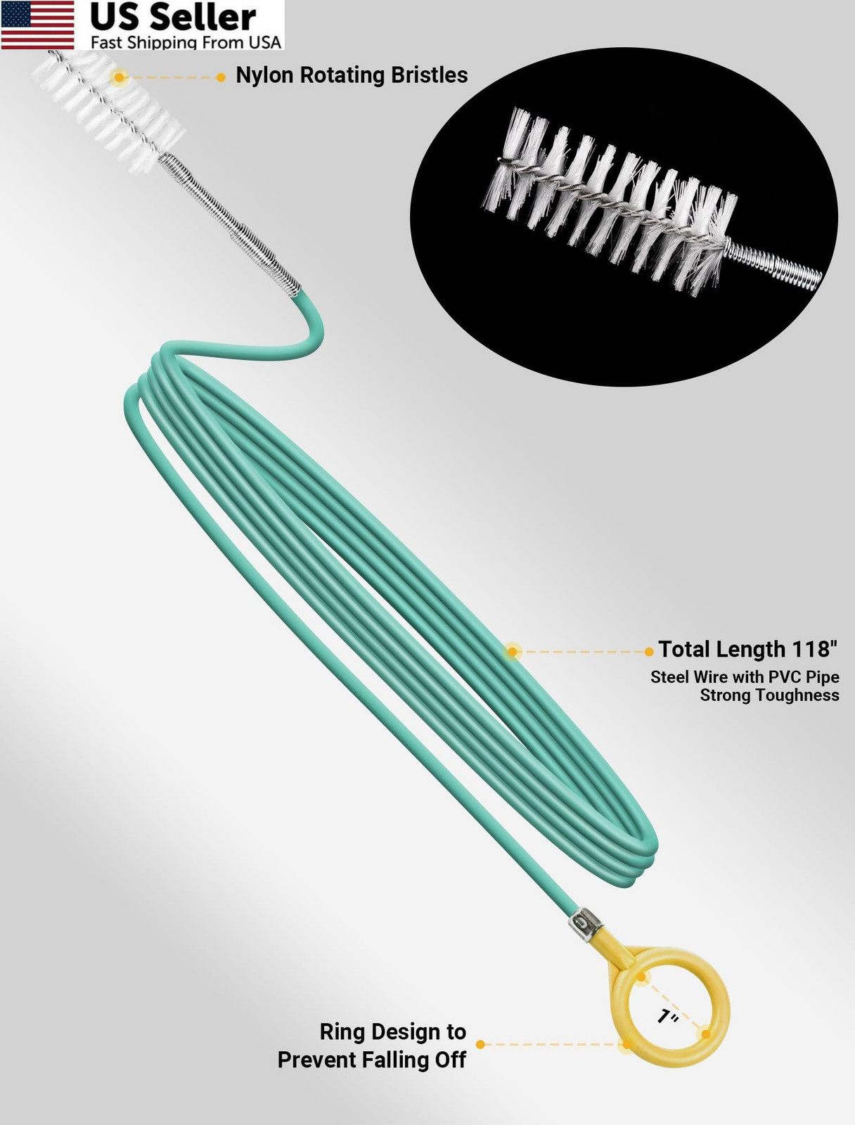 Upgraded Auto Sunroof Drain Cleaning Tool, 120 Inch Long 120 Inch, Green