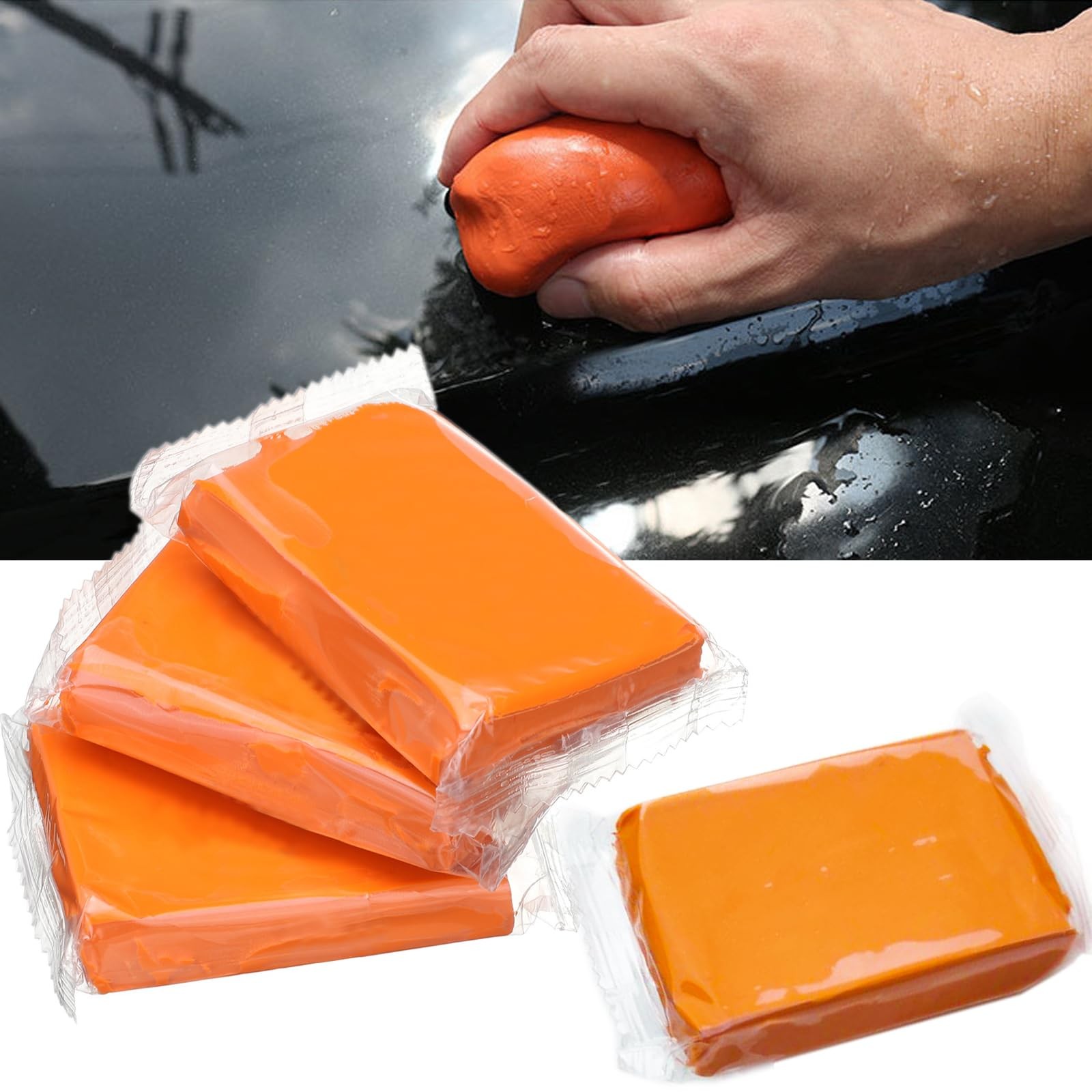 Car Clay Bar 4 Pack 400g, Premium Grade Bars Auto Detailing Magic orange