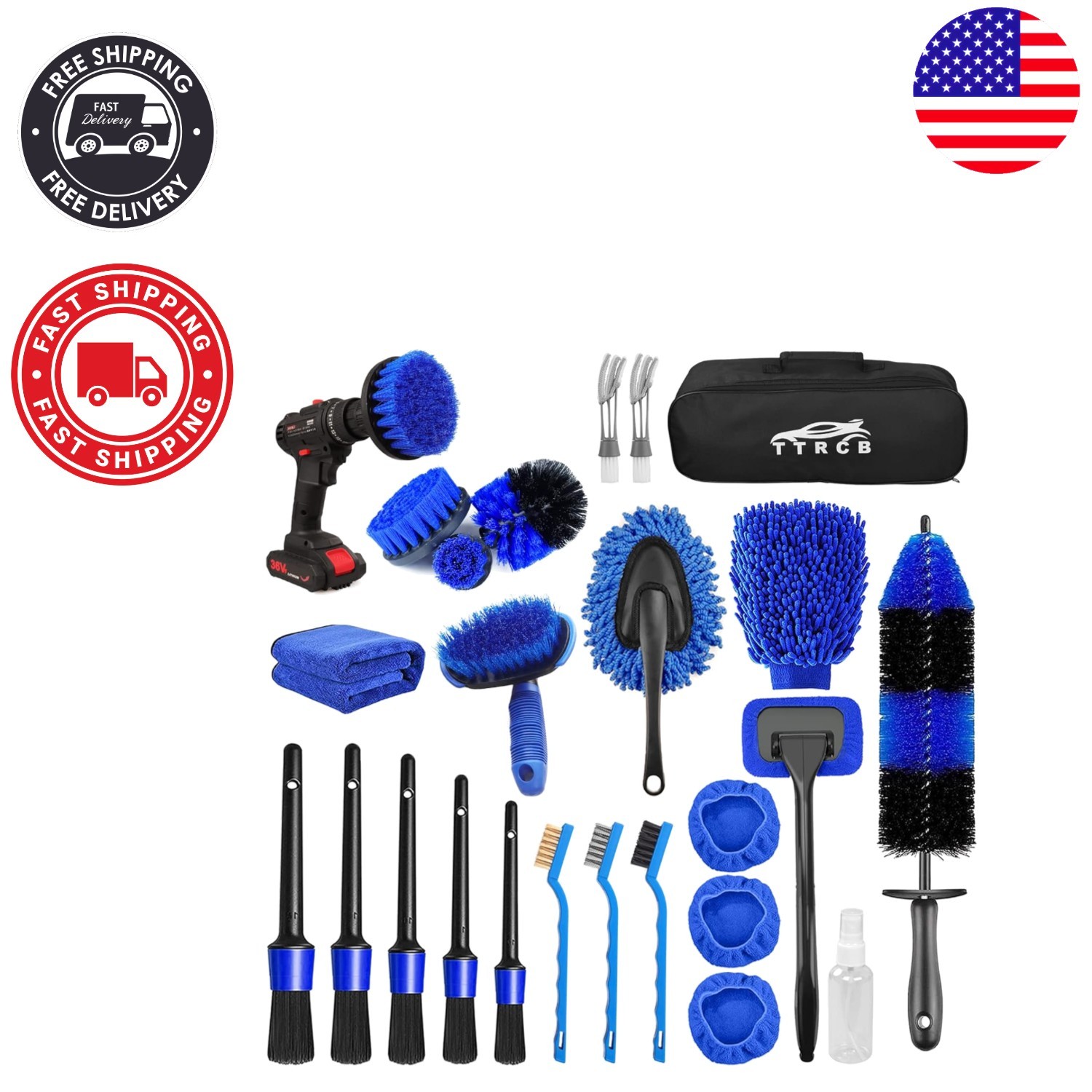Professional 26-Piece Car Care Kit with Brushes & Accessories for Perfect Shine