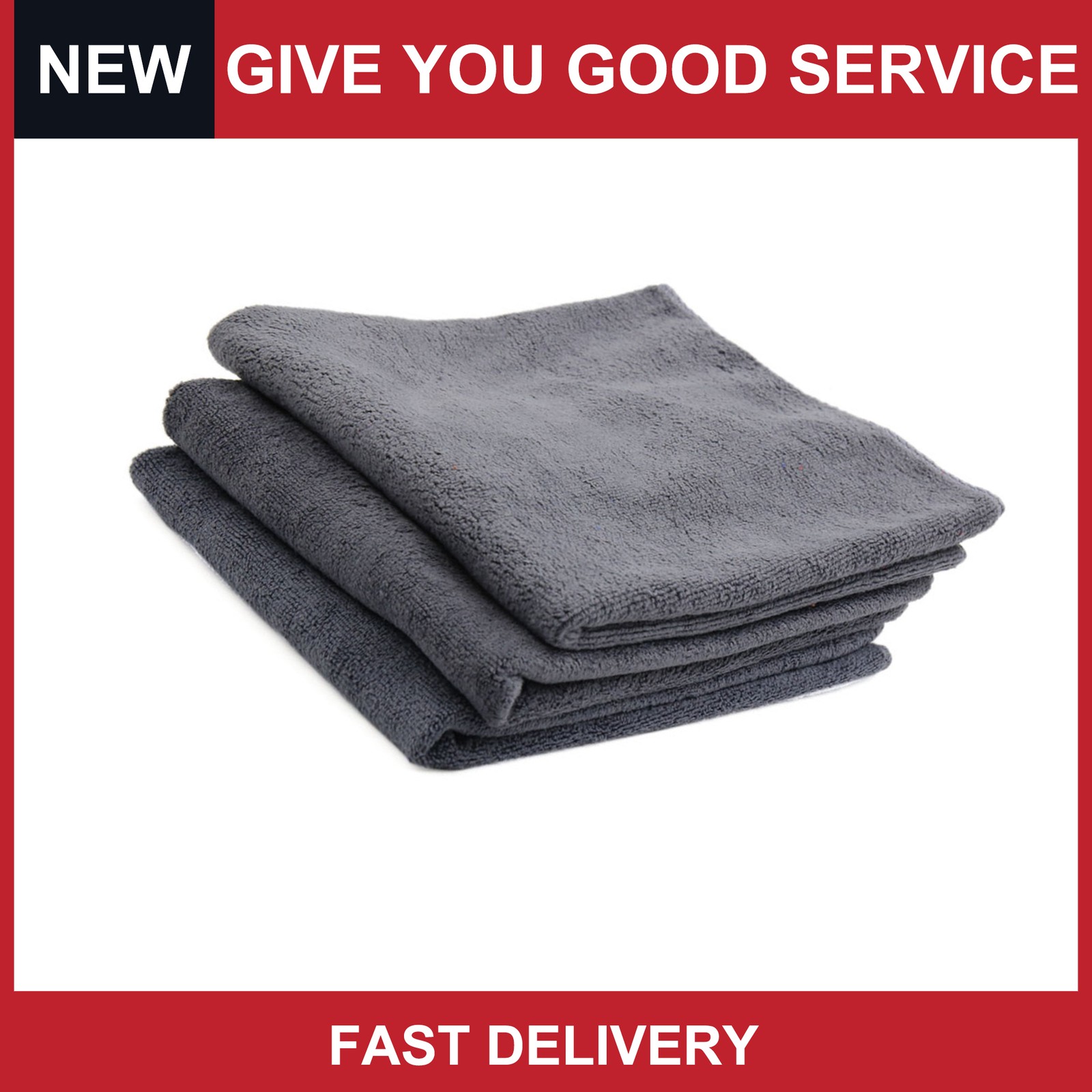 Universal Microfiber Car Cleaning Towels Drying Washing Cloth Gray Pack of 3