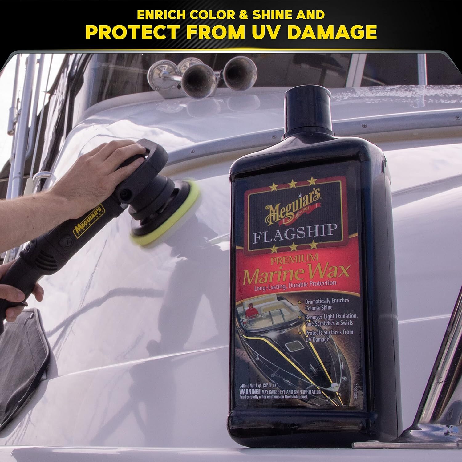 Meguiars Flagship Premium Marine Liquid Wax Polish Long Lasting Boat RV 32oz