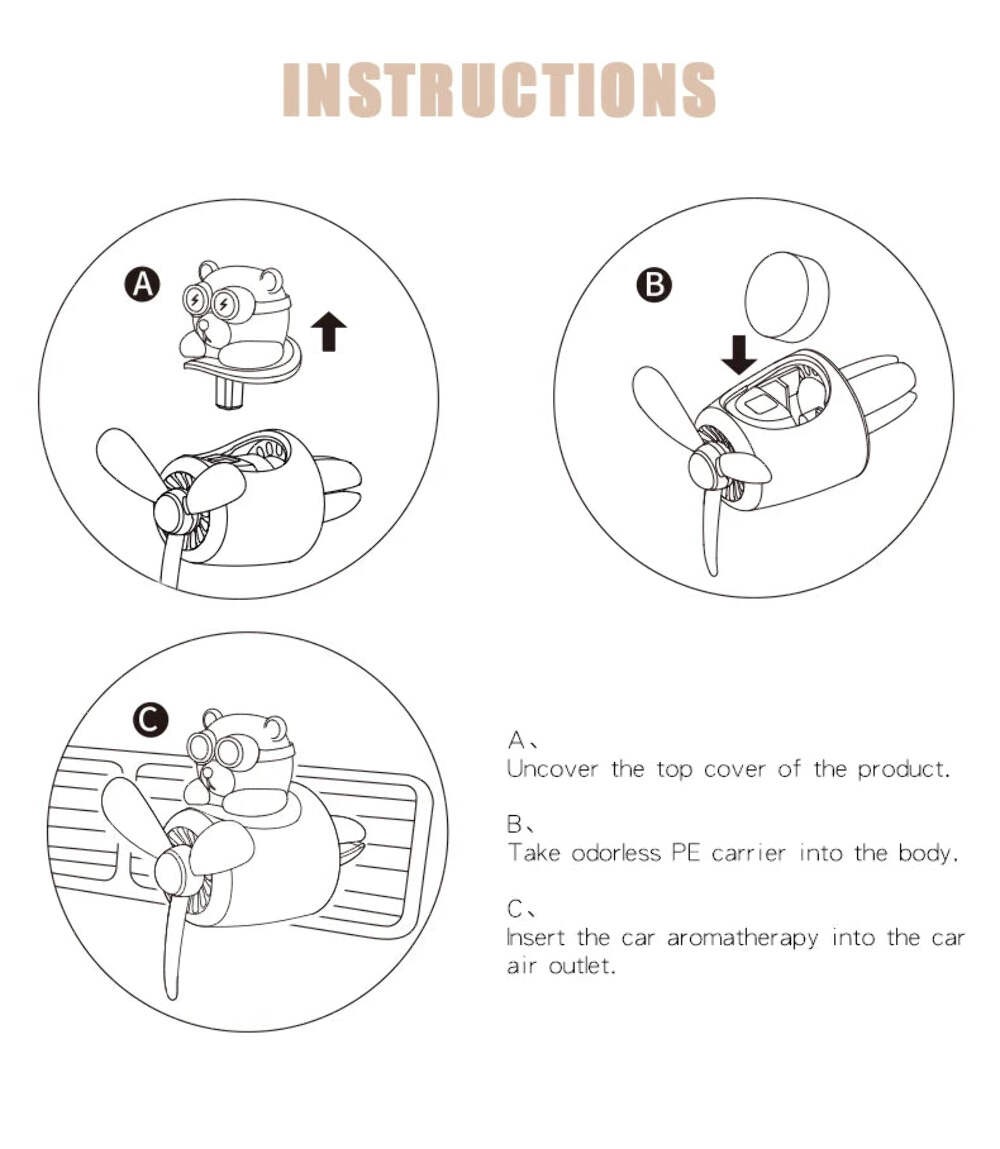 Odorless DIY perfume ornament airplane pilot bear car air freshener decoration
