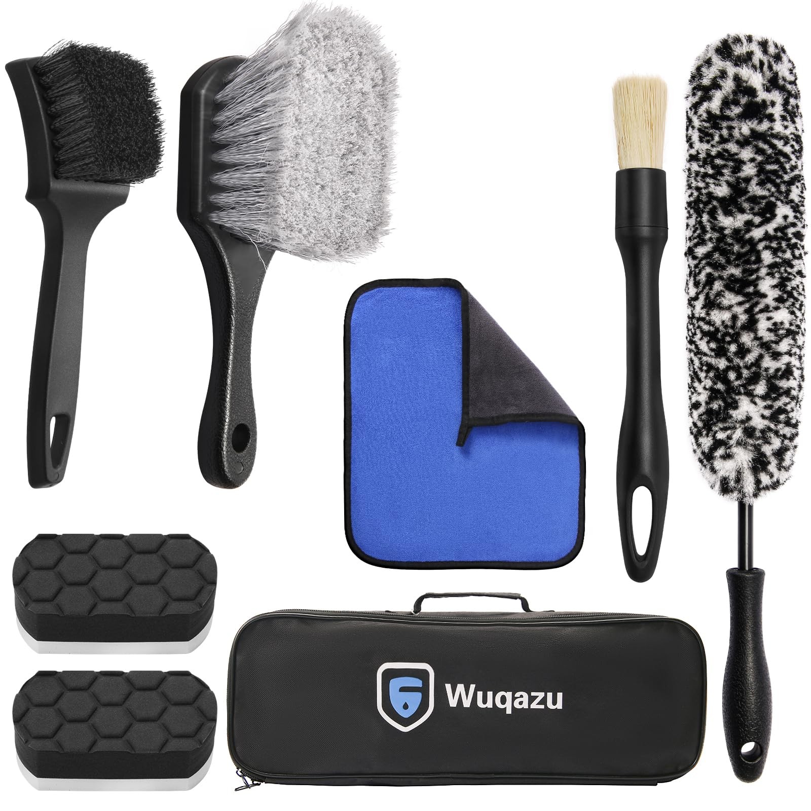 8PCS Wheel & Tire Cleaning Kit with Flexible Rim Brush and Storage Bag