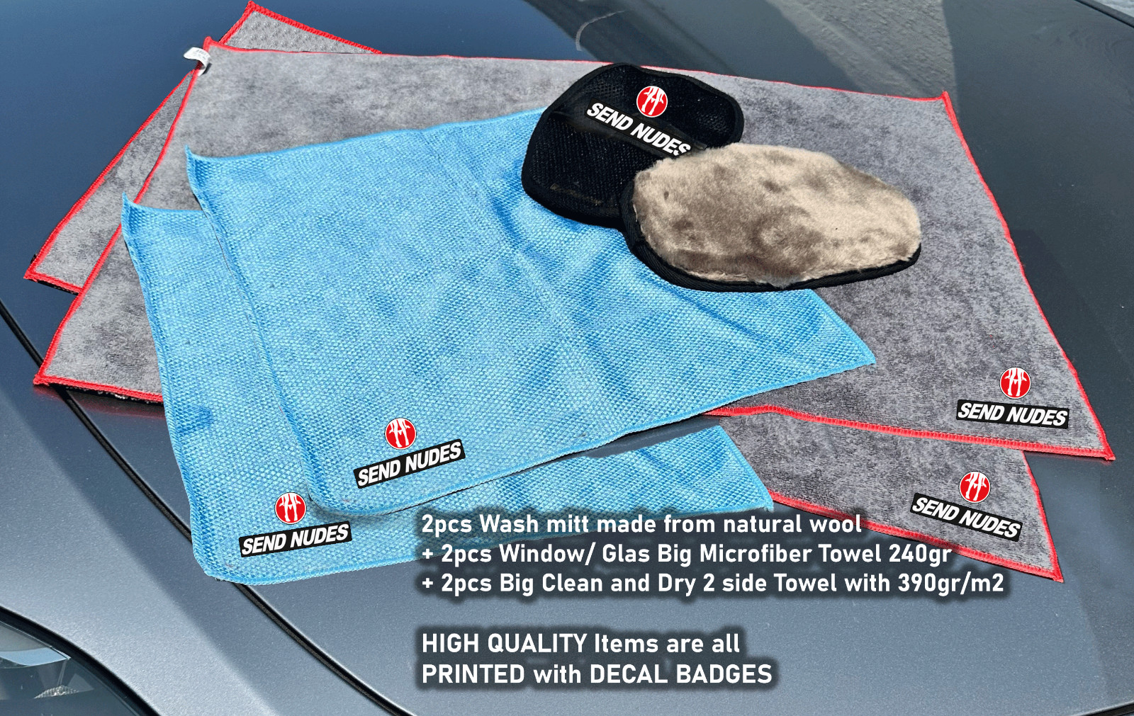 6Pack Car care Microfiber Detailing For Send Nudes Wash Mitt dry Towel Cleaning