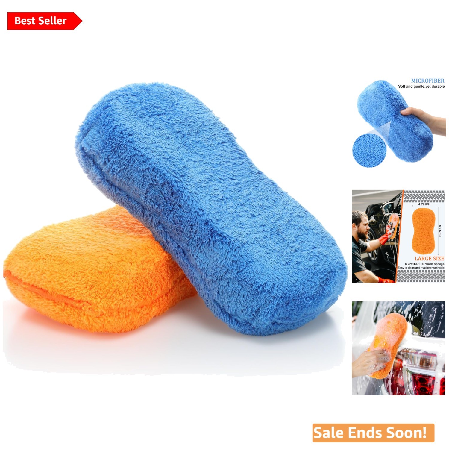 Microfiber Car Wash Sponges for Gentle Scratch-Free Cleaning of Vehicles and …