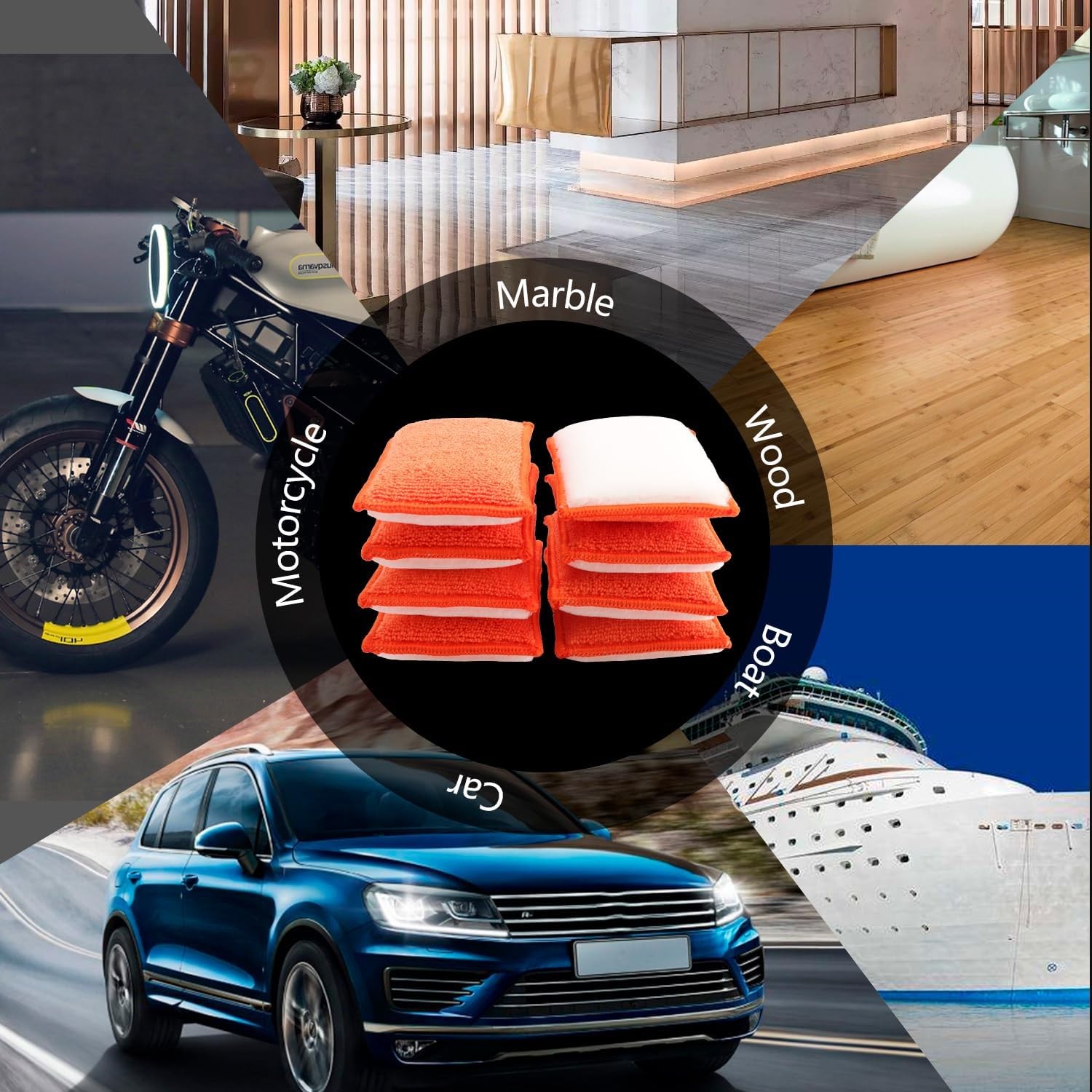 SPTA Car Interior Scrubbing Sponge, 8Pcs 8pcs Sponge