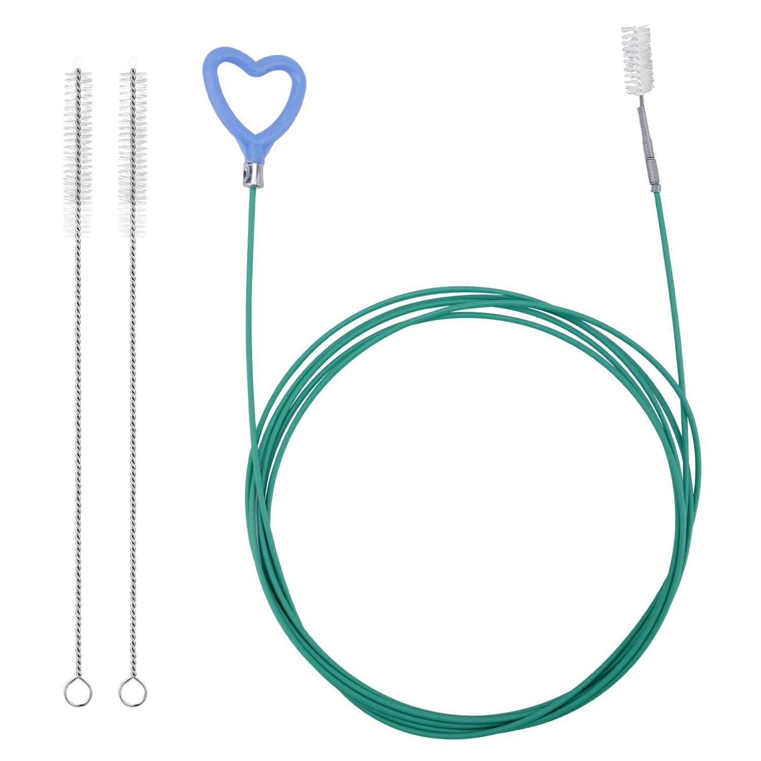 Sunroof Drain Cleaning Tool, 118in Long Wire Pipe 118in, Green, Blue, Silver