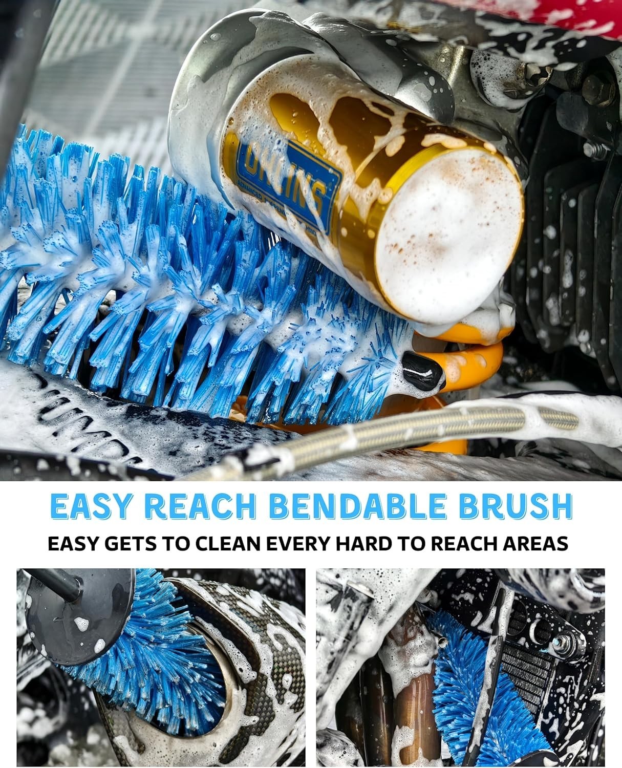 Motorcycle Cleaning Kit Brushes Microfiber Towel Detailing Set